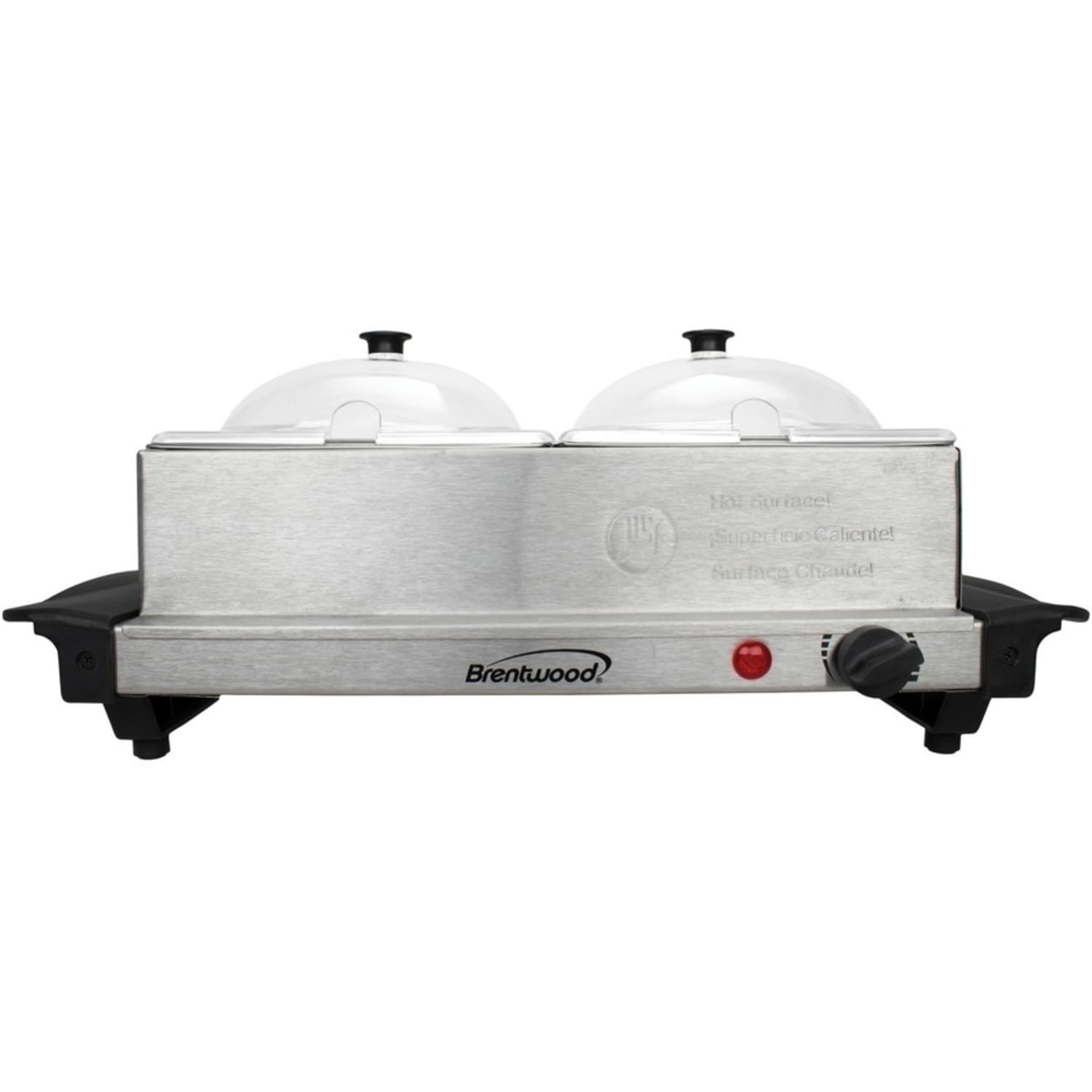 Brentwood BF-215 3-Quart 2-Pan Buffet Server And Warming Tray, 7in x 11in, Silver/Black - Image 6