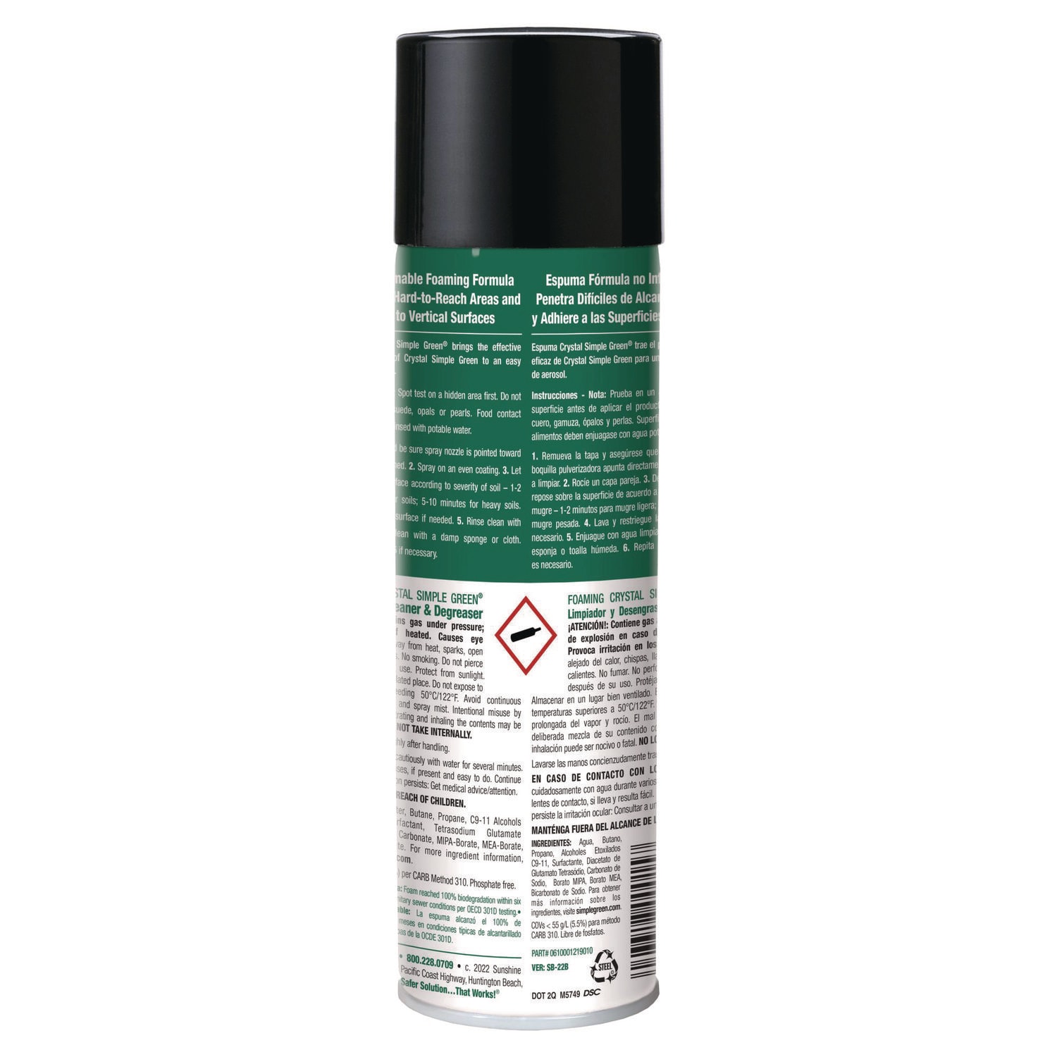 Simple Green Foaming Crystal Industrial Cleaner and Degreaser, 20 oz Aerosol Can, 12/Carton - Image 3