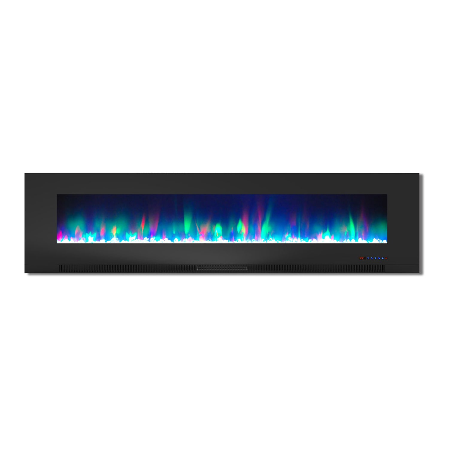 Cambridge Wall-Mount Electric Fireplace With Multicolor Flame And Crystal Rock Display, 78in, Black - Image 3