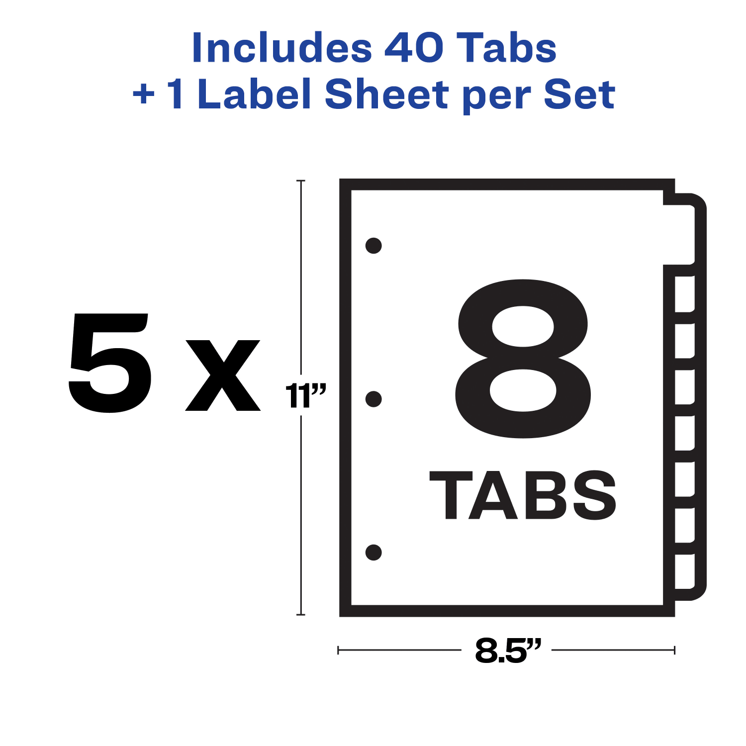 Avery Customizable Index Maker Dividers For 3 Ring Binder, Easy Print & Apply Clear Label Strip, 8 Tab, White, Pack Of 5 Sets - Image 6