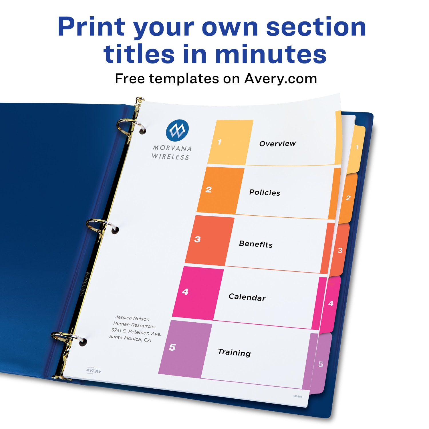 Avery Ready Index 1-5 Tab Binder Dividers With Customizable Table Of Contents, 8-1/2in x 11in, 5 Tab, White/Multicolor, 1 Set - Image 3