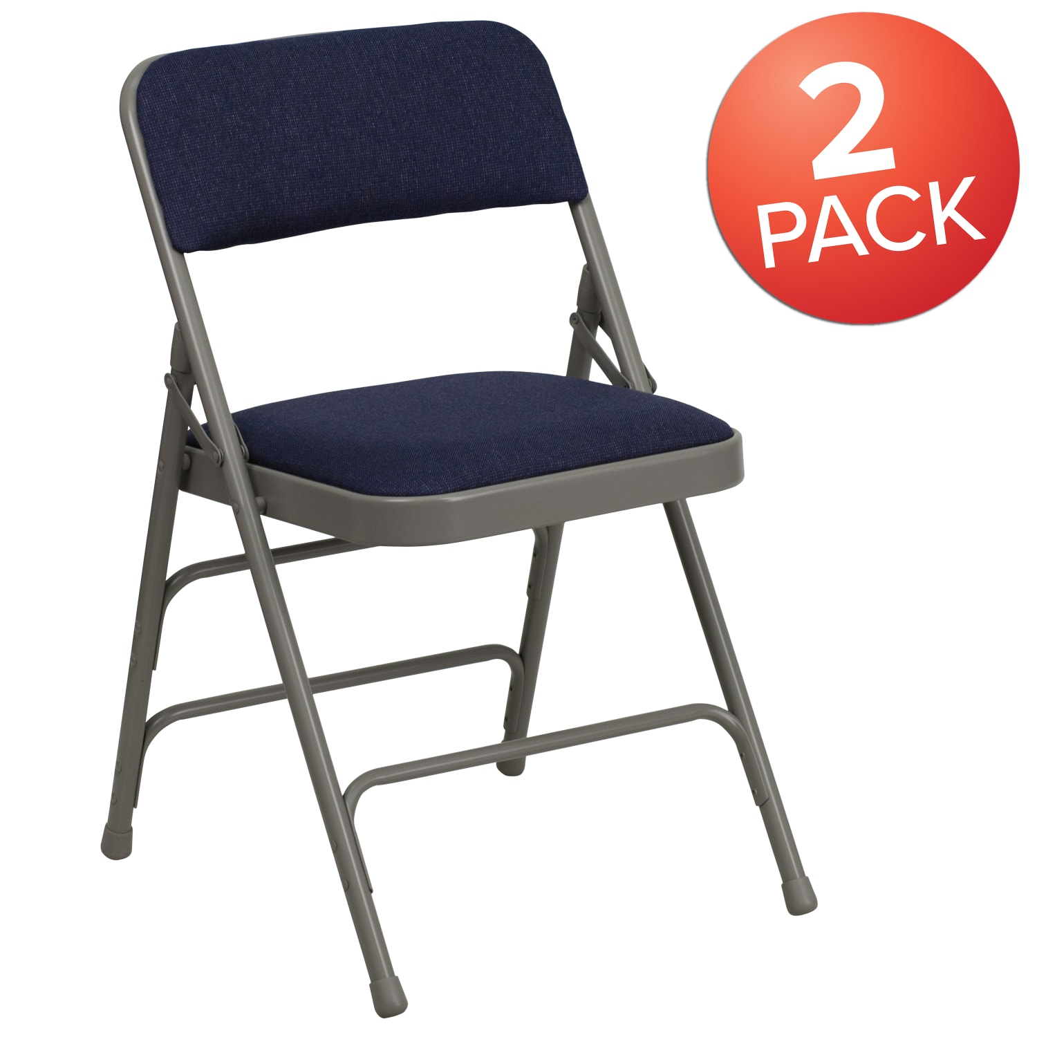 Flash Furniture HERCULES Series Metal Folding Chairs With Padded Fabric Seats NavyGrayBlack Pack Of 2 Chairs PopularChairscom
