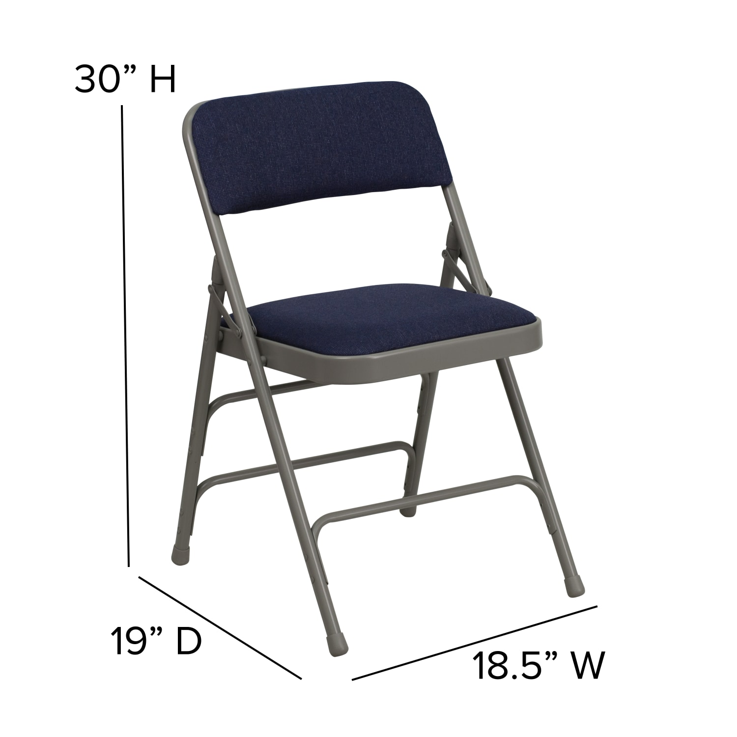 Flash Furniture HERCULES Series Metal Folding Chairs With Padded Fabric Seats NavyGrayBlack Pack Of 2 Chairs PopularChairscom