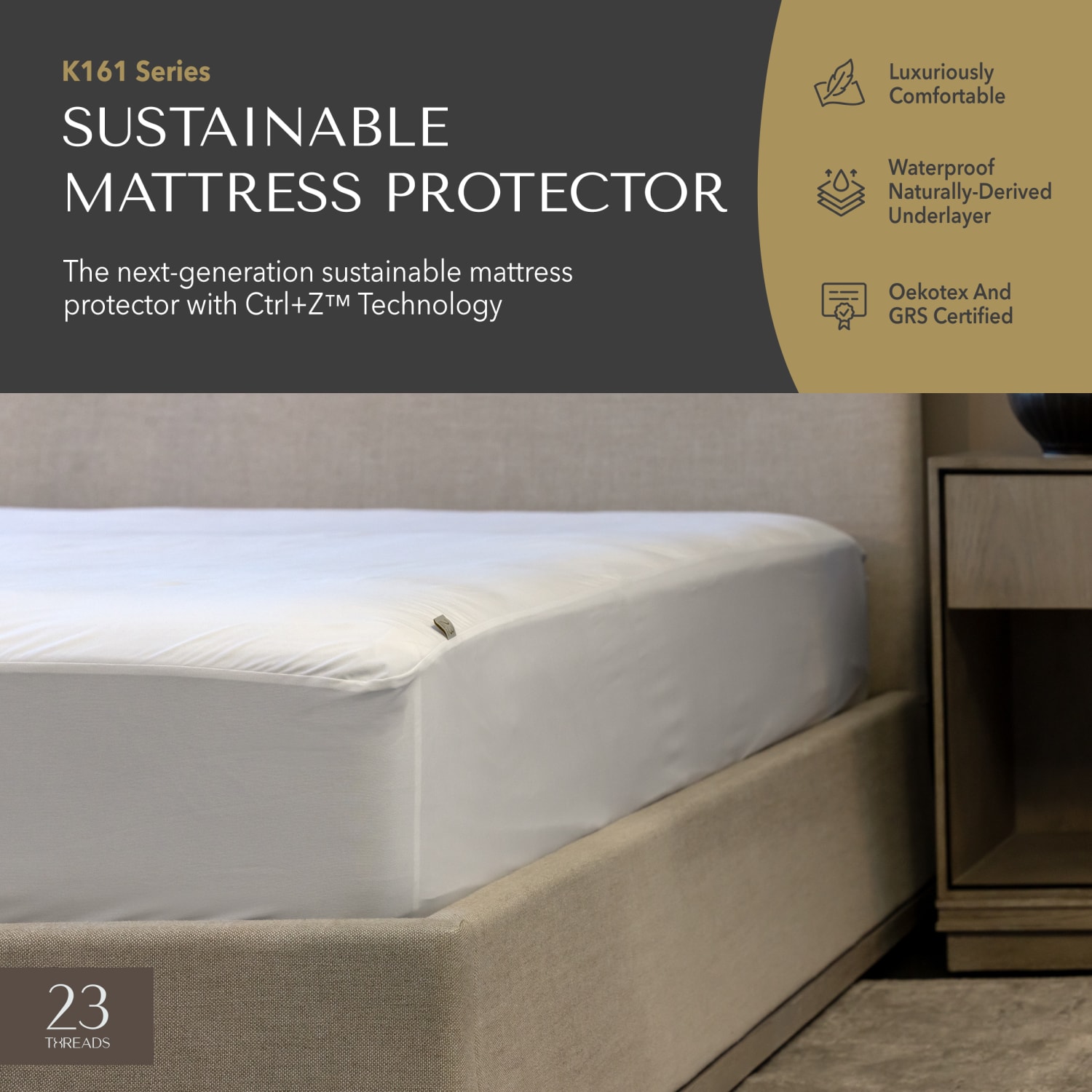 23 Threads Knitted Polyester Mattress Protector, Ctrl+Z Technology, White, Twin Extra Deep, Case Of 20 - Image 3