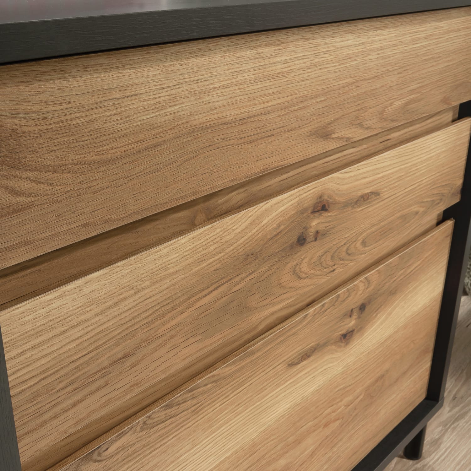 Sauder Acadia Way 30-1/3inW x 19-1/2inD Lateral 3-Drawer File Cabinet, Raven Oak/Timber Oak - Image 6