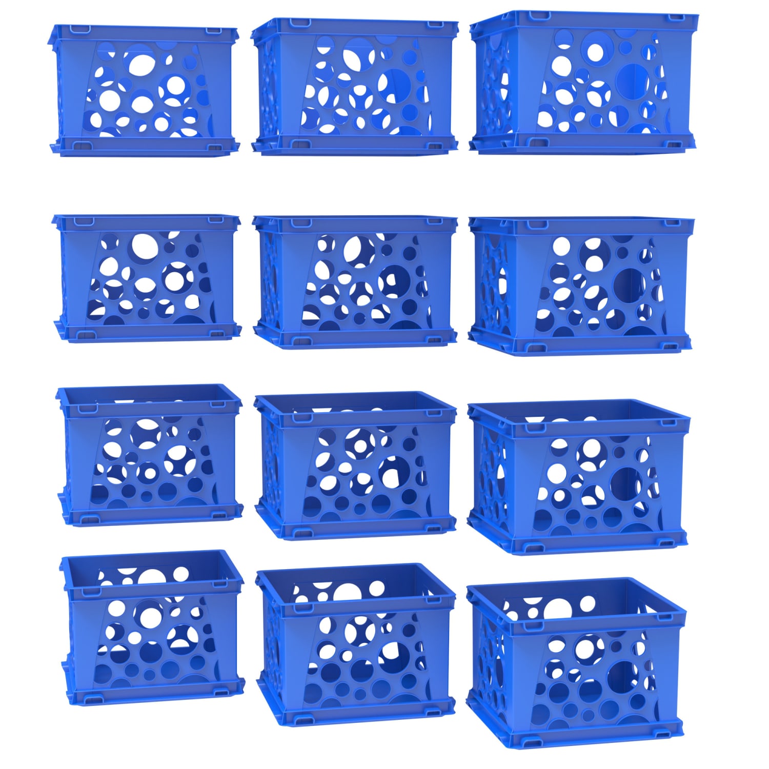 Storex Mini Crates, 6inH x 7-3/4inW x 9inD, Blue, Pack Of 12 Crates