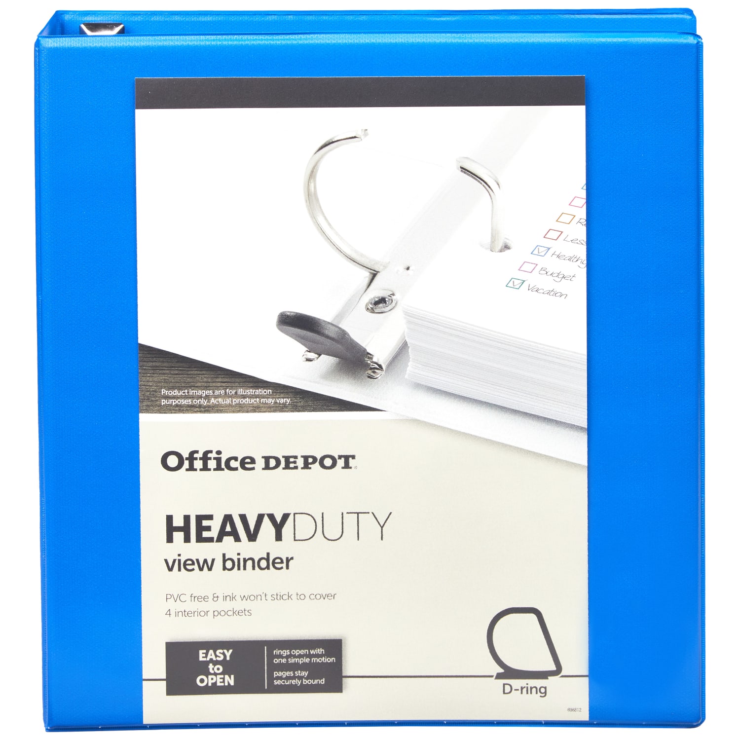 Office Depot Brand Heavy-Duty View 3-Ring Binder, 1 1/2in D-Rings, Blue - Image 5