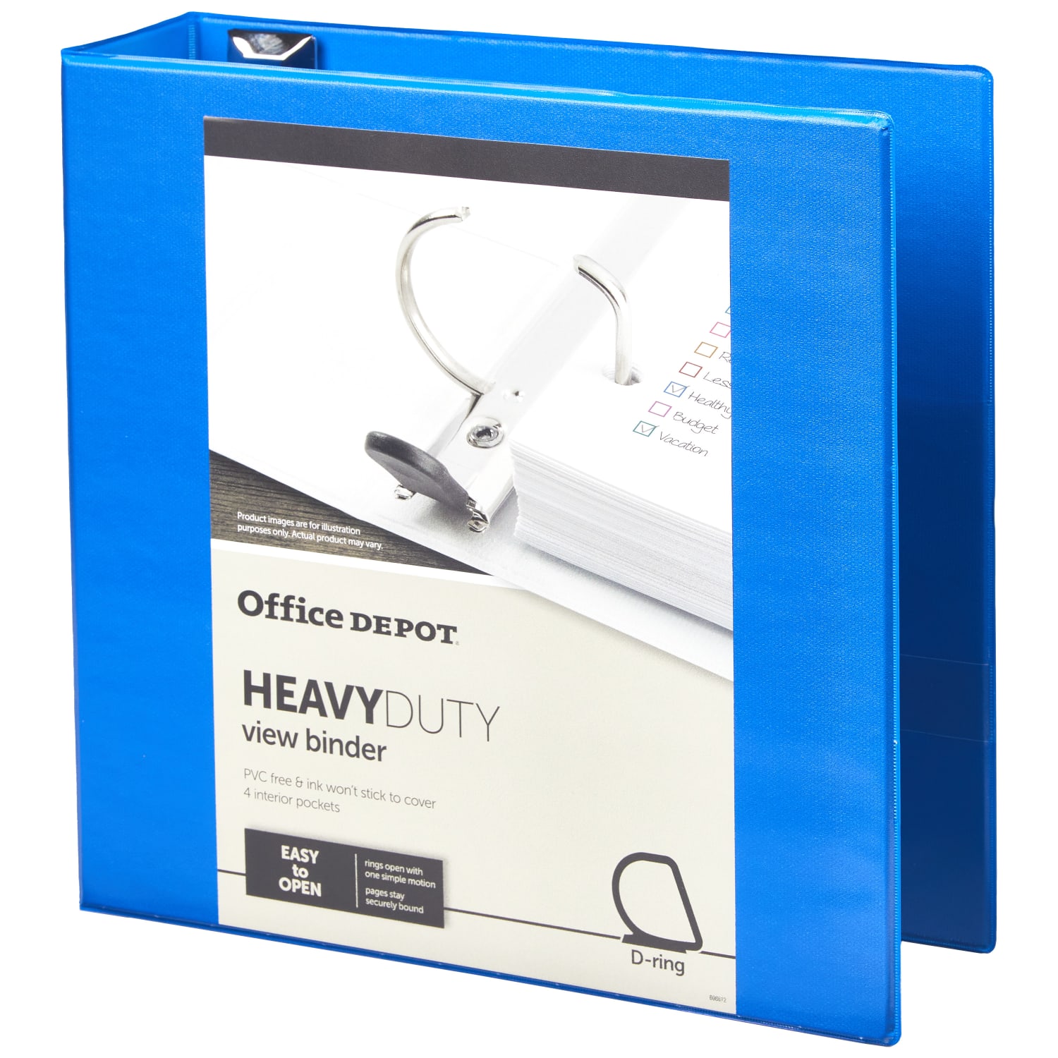 Office Depot Brand Heavy-Duty View 3-Ring Binder, 3in D-Rings, Blue - Image 4