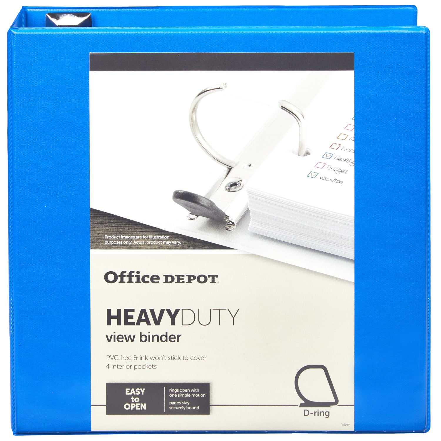 Office Depot Brand Heavy-Duty View 3-Ring Binder, 4in D-Rings, Blue - Image 5