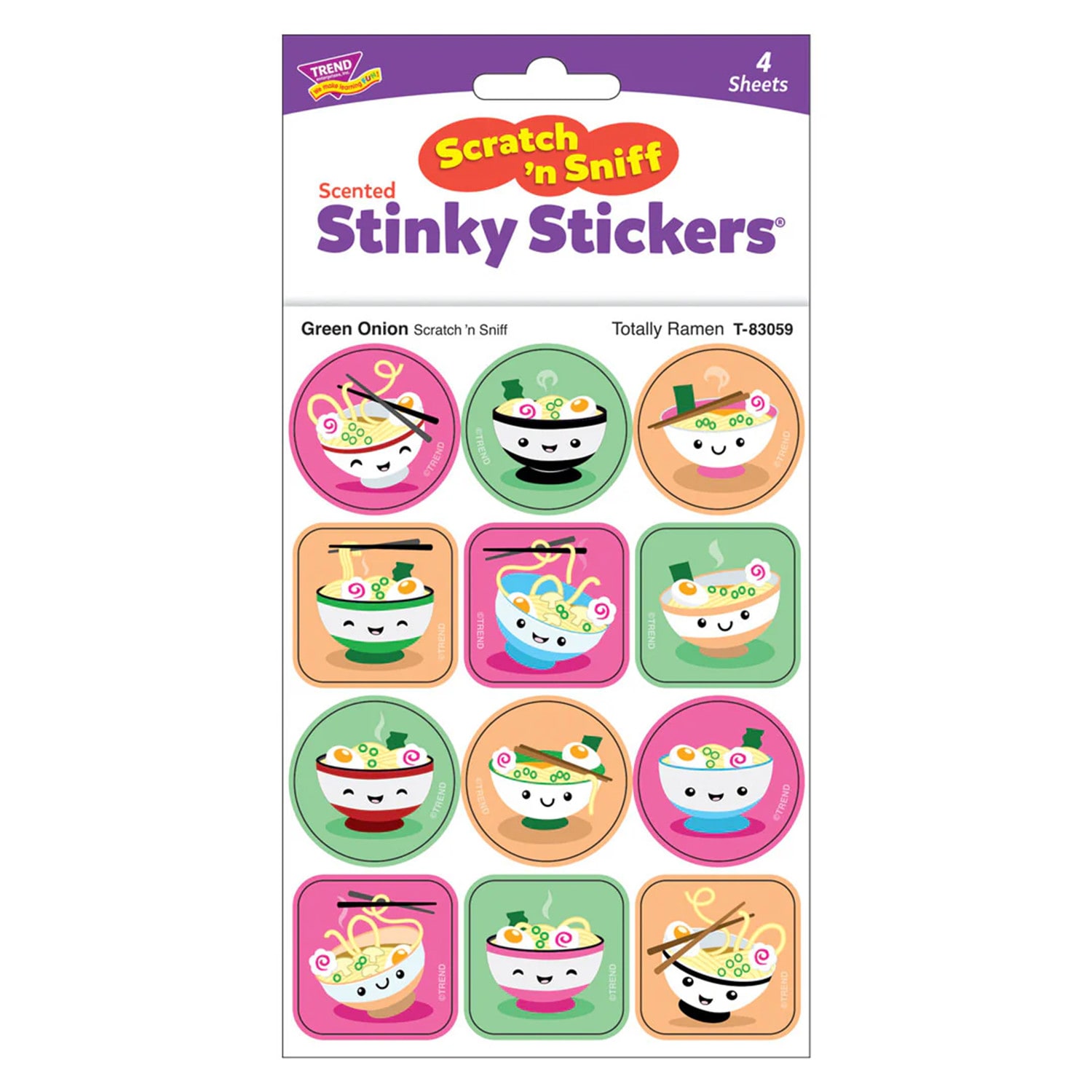 TREND Stinky Stickers, Totally Ramen, Green Onion Scent, 48 Per Pack, Set Of 6 Packs - Image 4