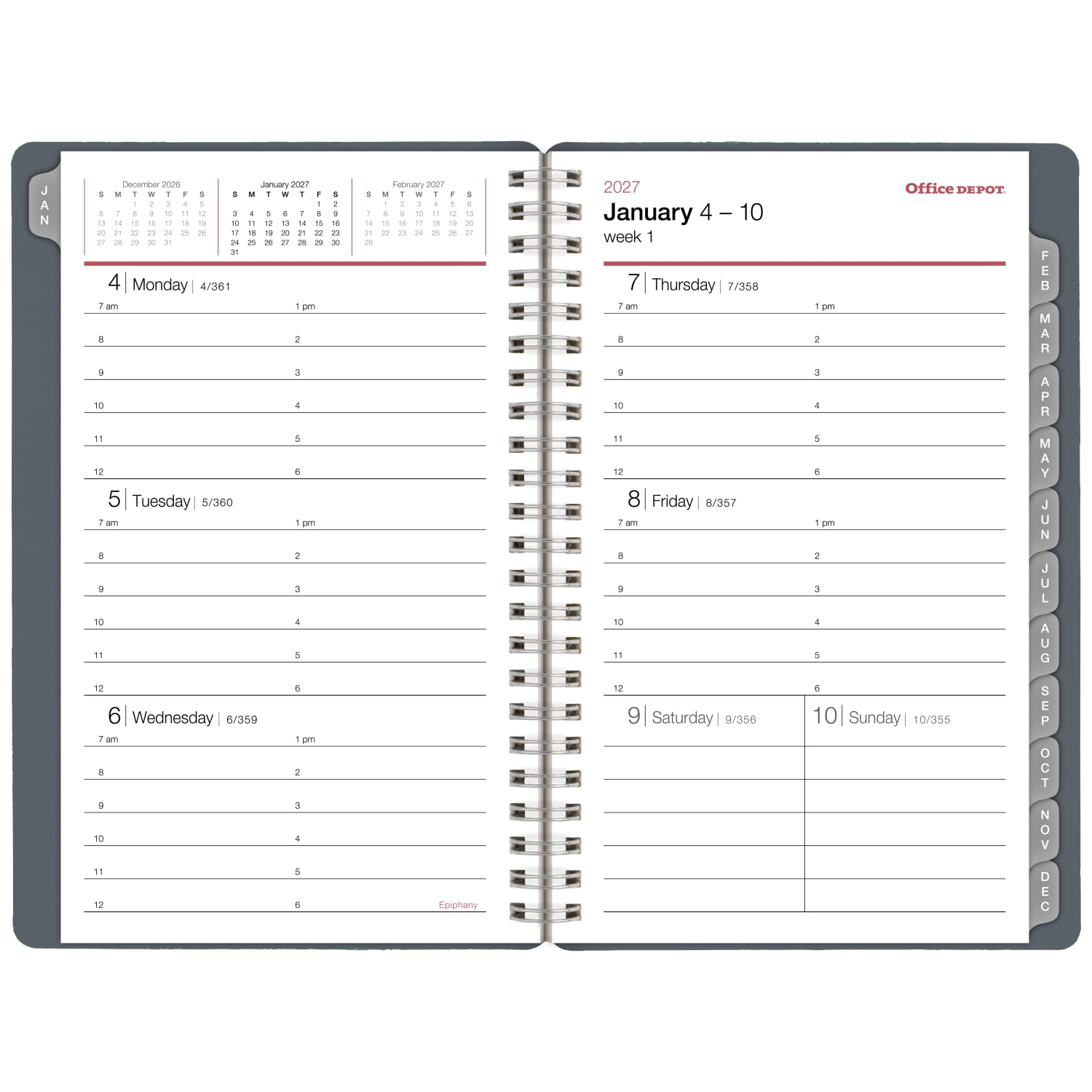 Office Depot Brand Weekly Monthly Appointment Book, 5in x 8in, Silver, January 2027 to December 2027, OD71033027 - Image 3