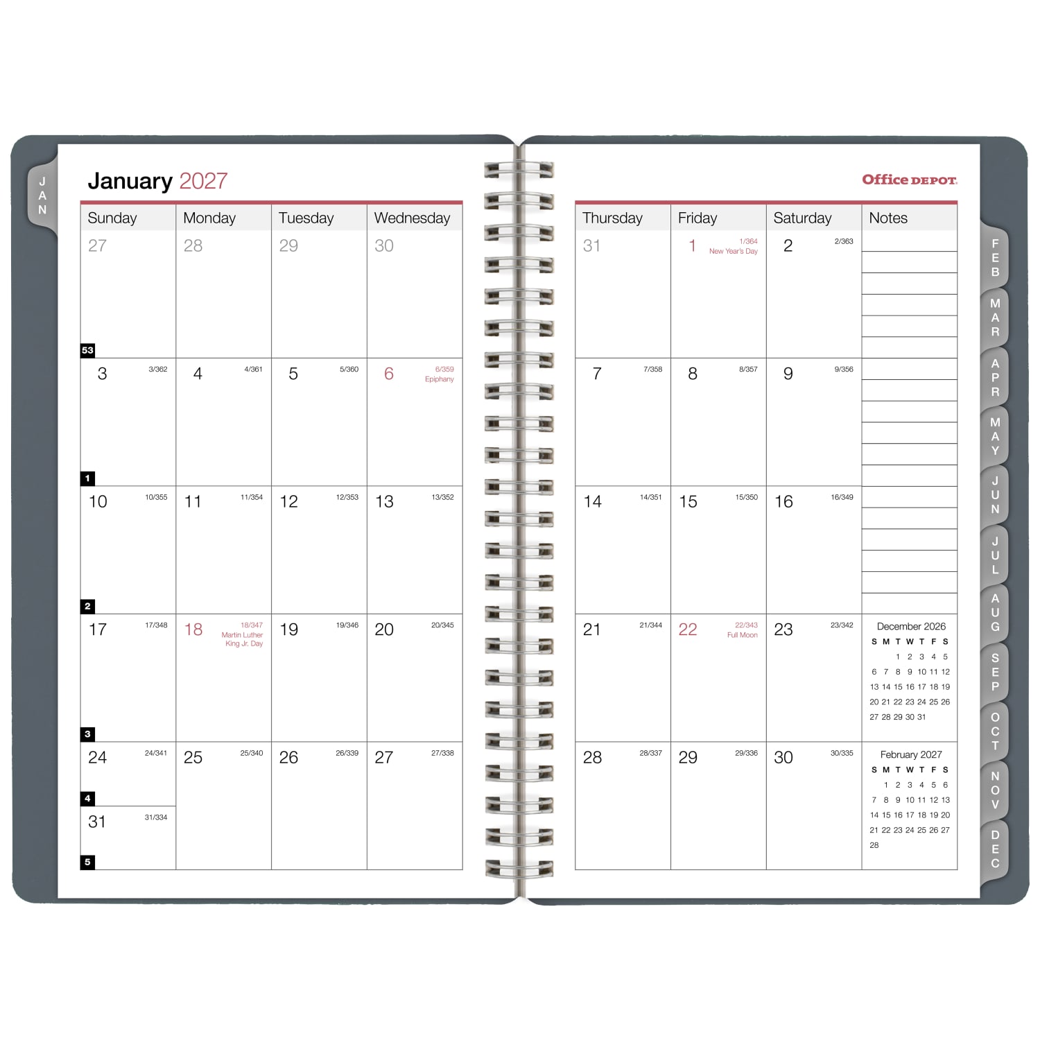Office Depot Brand Weekly Monthly Appointment Book, 5in x 8in, Silver, January 2027 to December 2027, OD71033027 - Image 4
