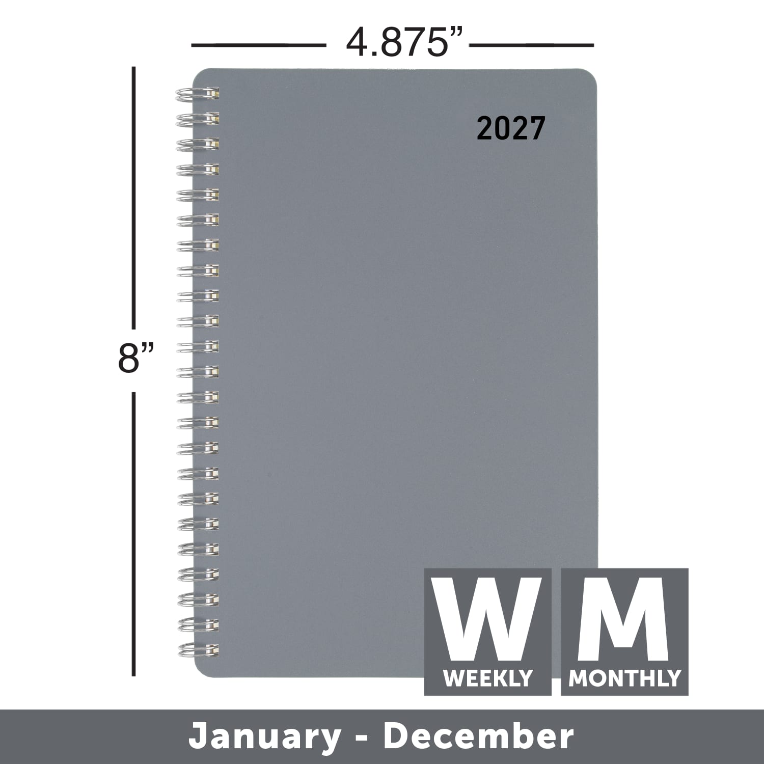 Office Depot Brand Weekly Monthly Appointment Book, 5in x 8in, Silver, January 2027 to December 2027, OD71033027 - Image 5
