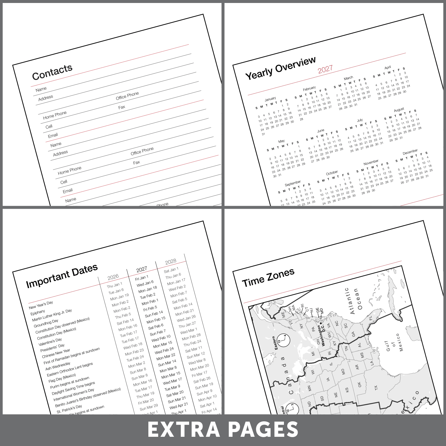 Office Depot Brand Weekly Monthly Appointment Book, 5in x 8in, Silver, January 2027 to December 2027, OD71033027 - Image 6