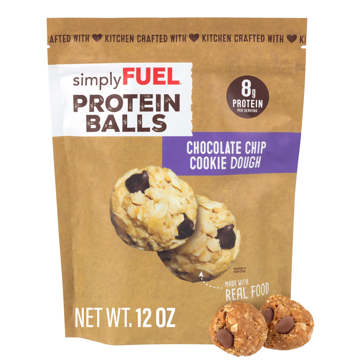 simplyFUEL Chocolate Chip Cookie Dough Protein Balls, 12 Oz - Image 4