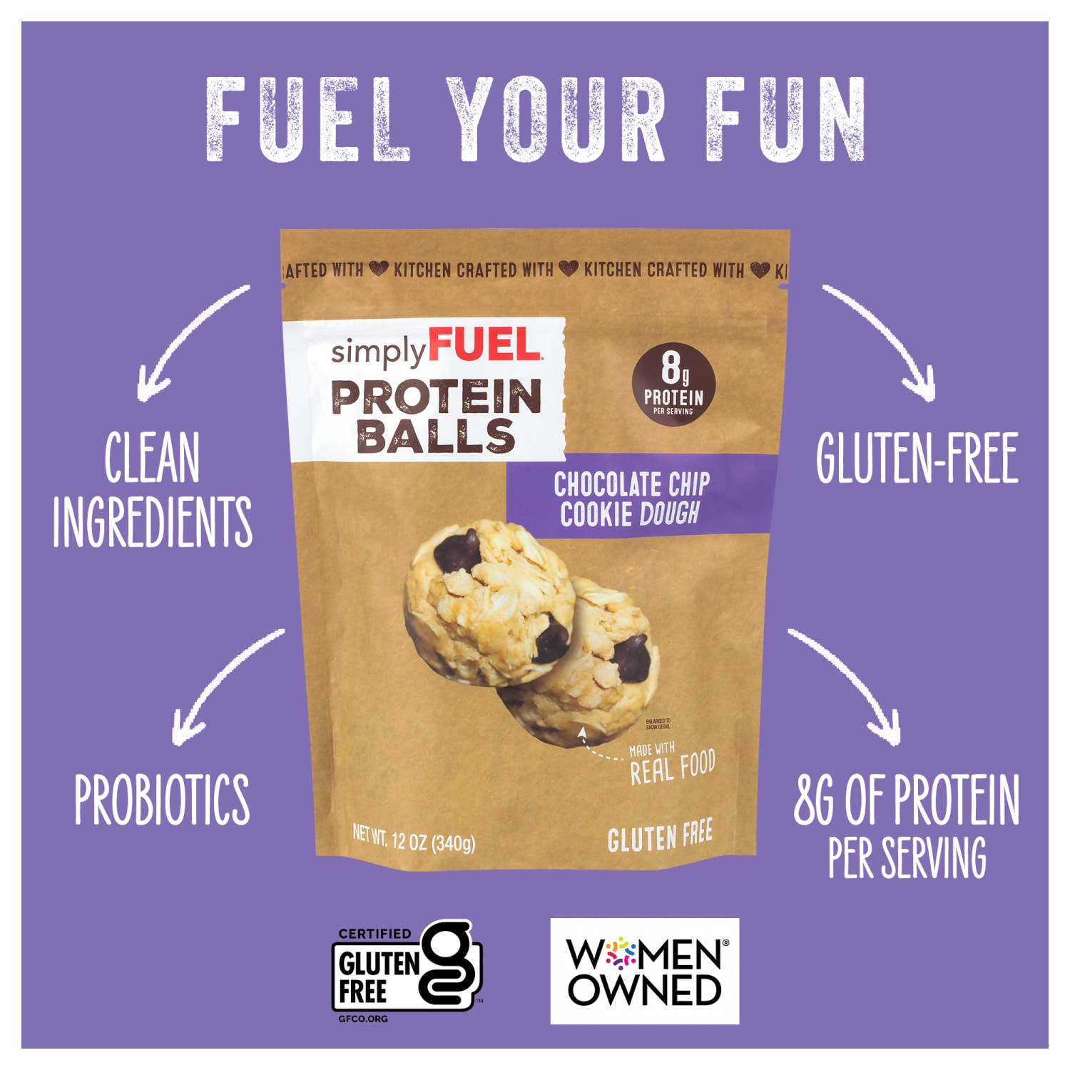 simplyFUEL Chocolate Chip Cookie Dough Protein Balls, 12 Oz - Image 5