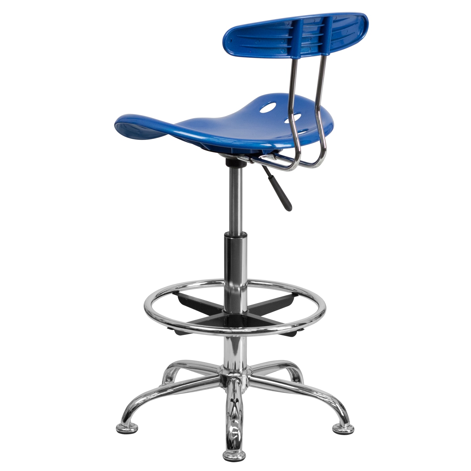 Flash Furniture Vibrant Chrome Drafting Stool with Tractor Seat, Bright Blue/Chrome - Image 8