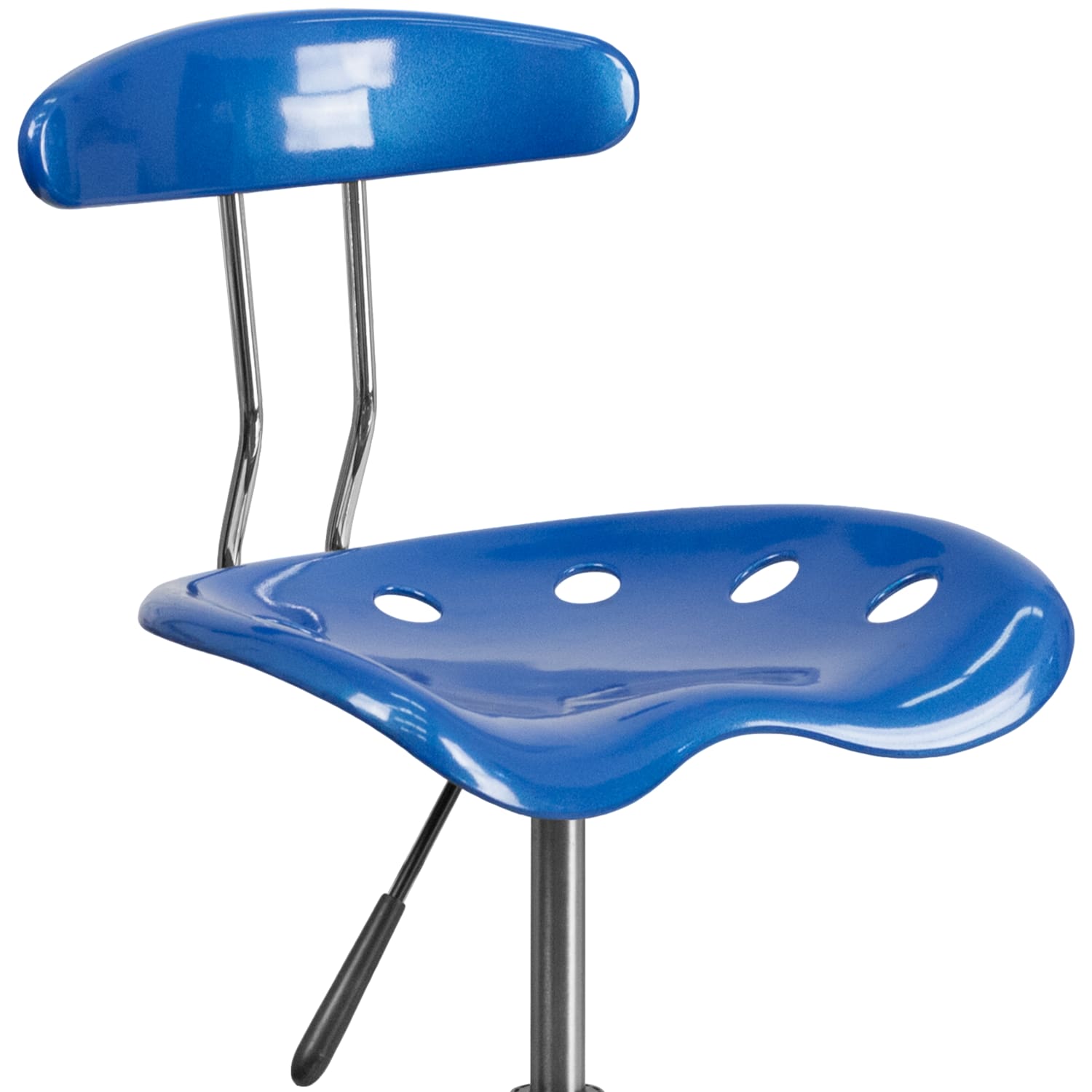 Flash Furniture Vibrant Chrome Drafting Stool with Tractor Seat, Bright Blue/Chrome - Image 12