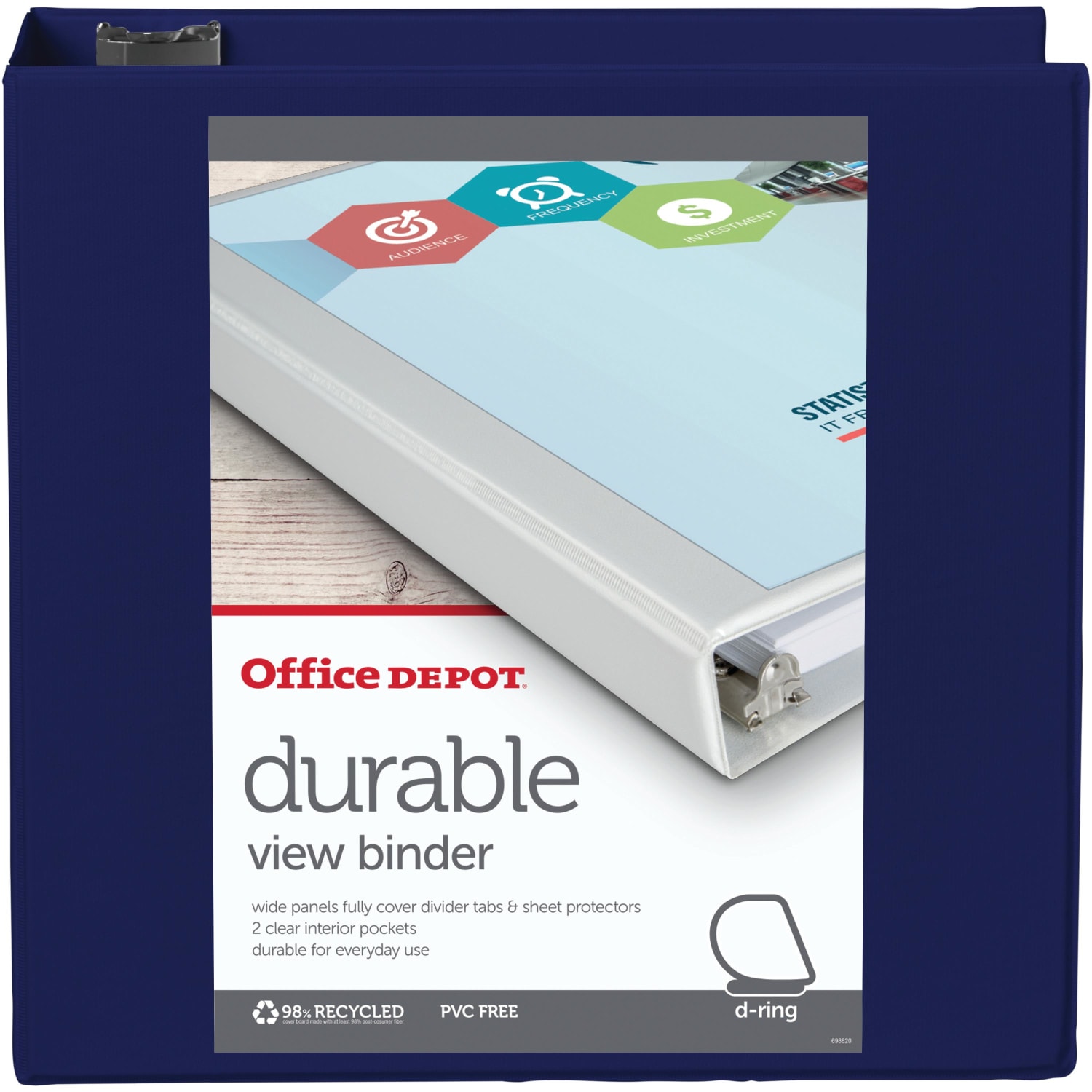 Office Depot Brand Durable View 3-Ring Binder, 3in D-Rings, Blue - Image 3