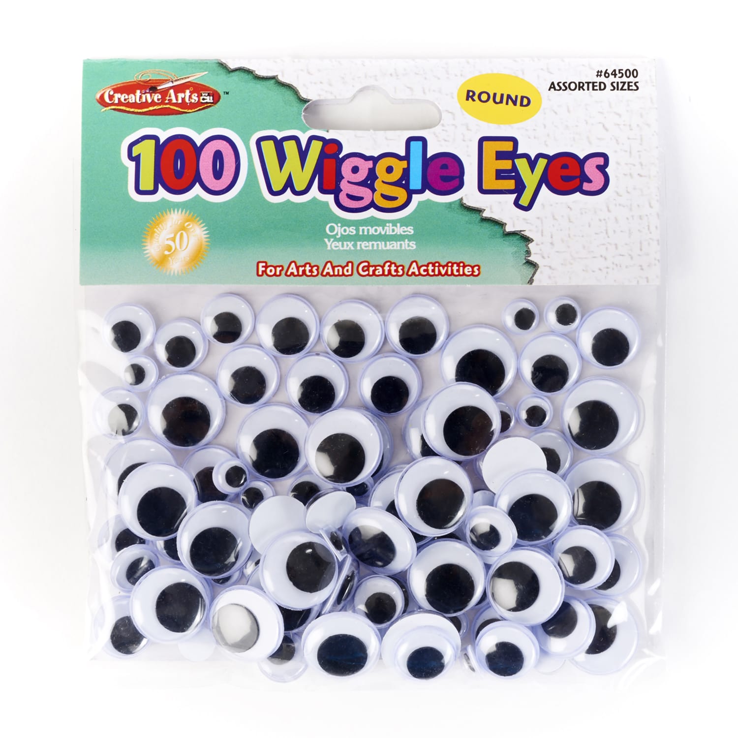 Charles Leonard Wiggle Eyes, Assorted Sizes, Black, 100 Eyes Per Pack, Set Of 12 Packs - Image 3