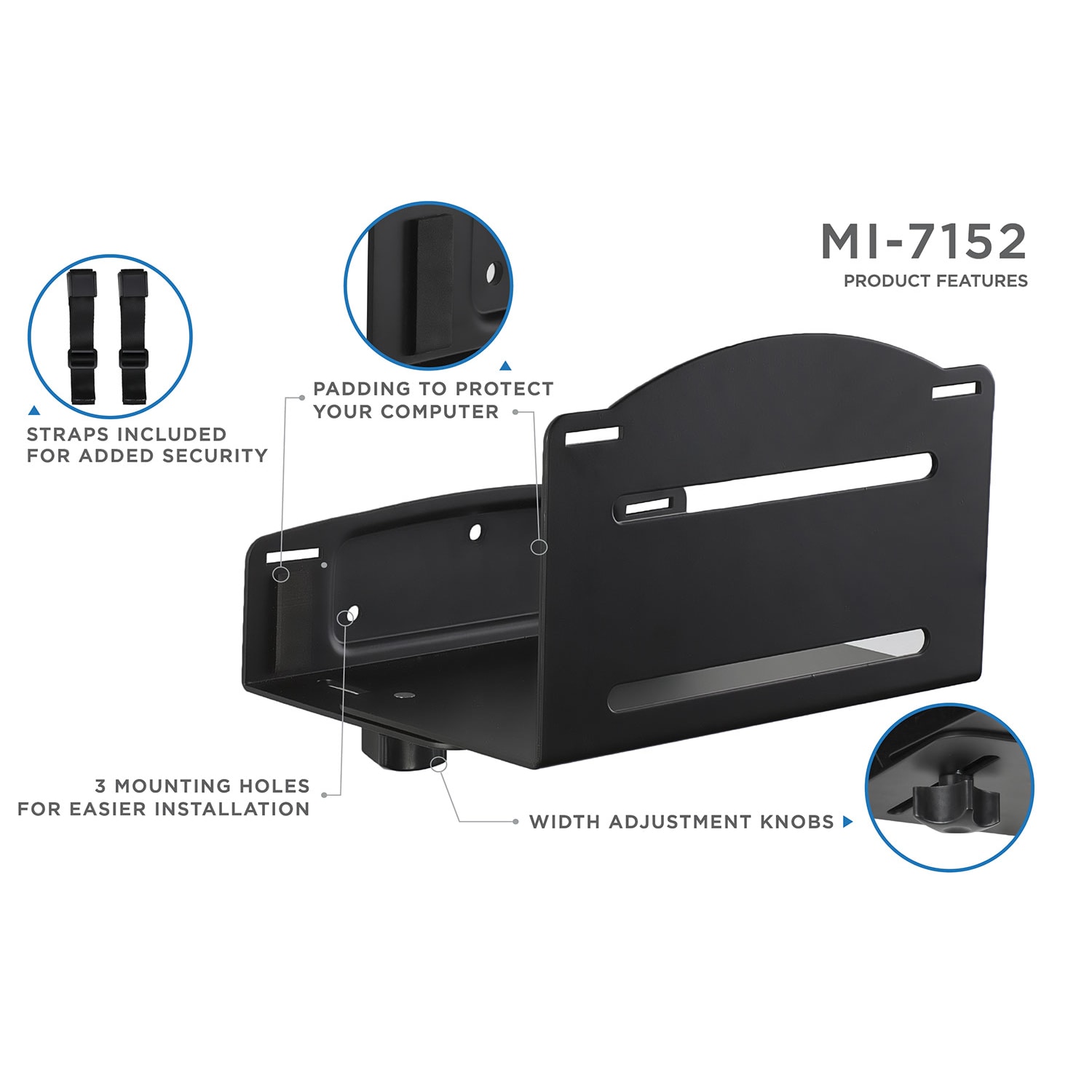 Mount-It! MI-7152 CPU Wall Mount Bracket, 7inH x 9inW x 6inD, Black - Image 4