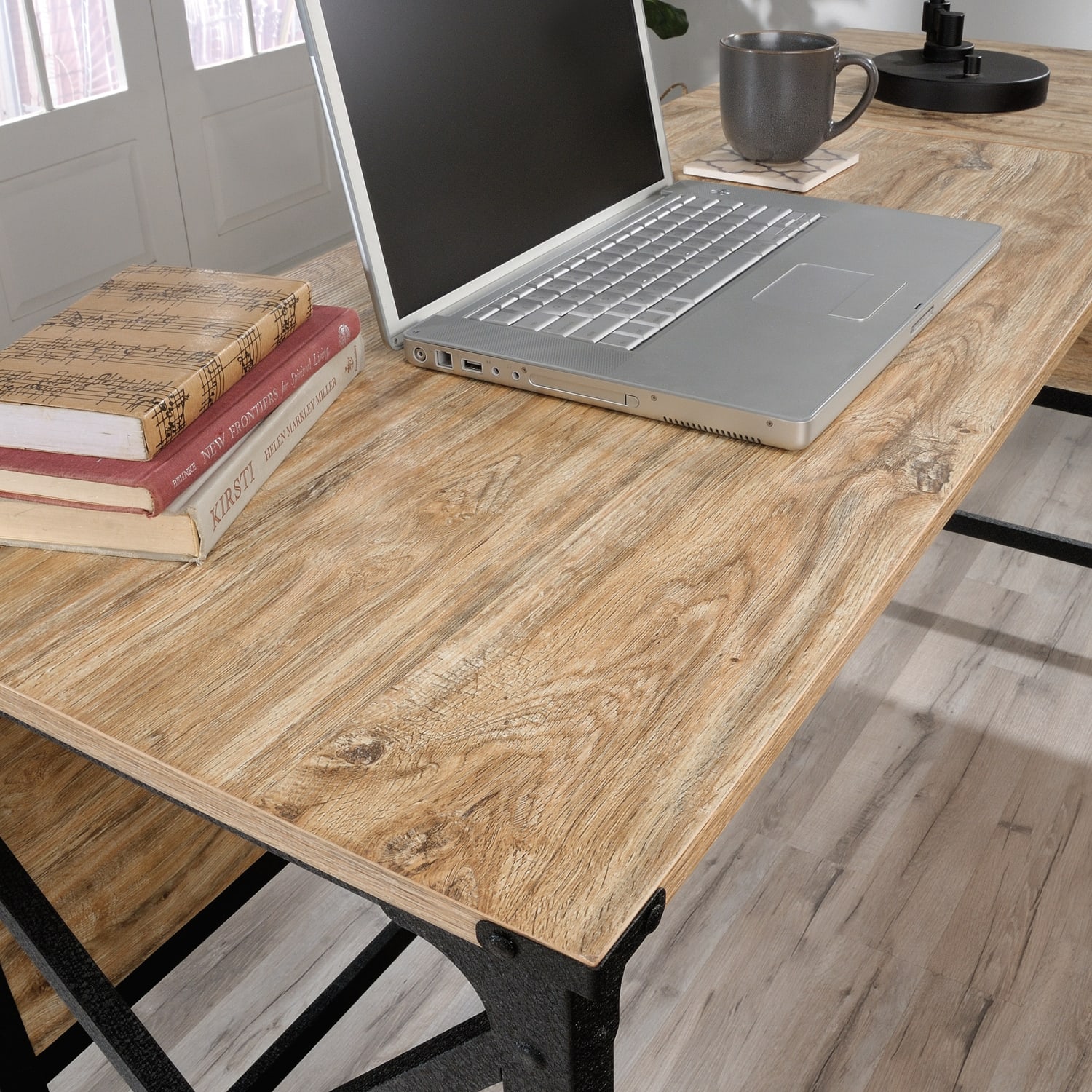 Sauder Steel River 60inW L-Shaped Corner Desk, Milled Mesquite - Image 5