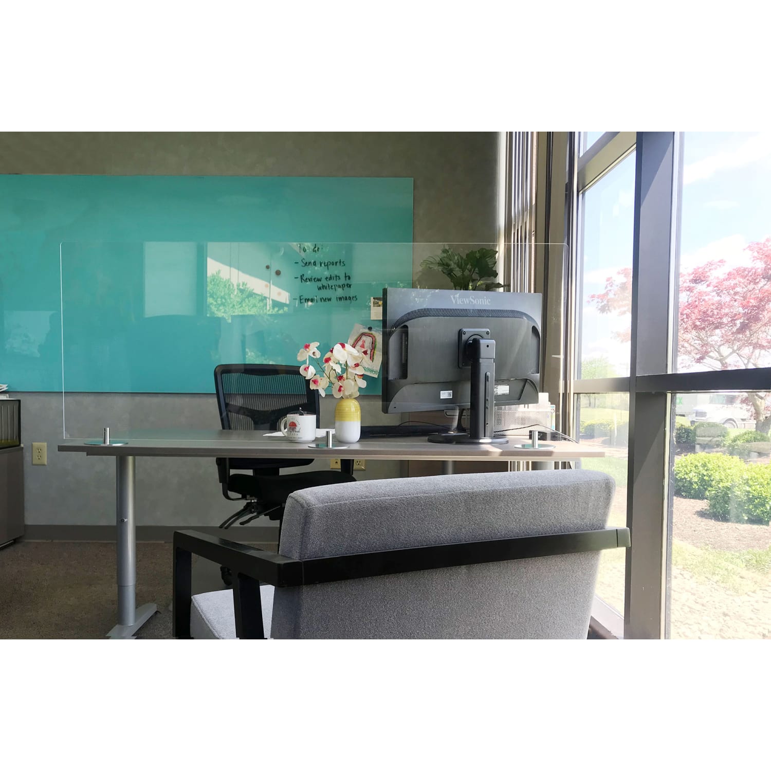 Ghent Desktop Protection Screen, 24inH x 48inW x 5inD, Clear - Image 3