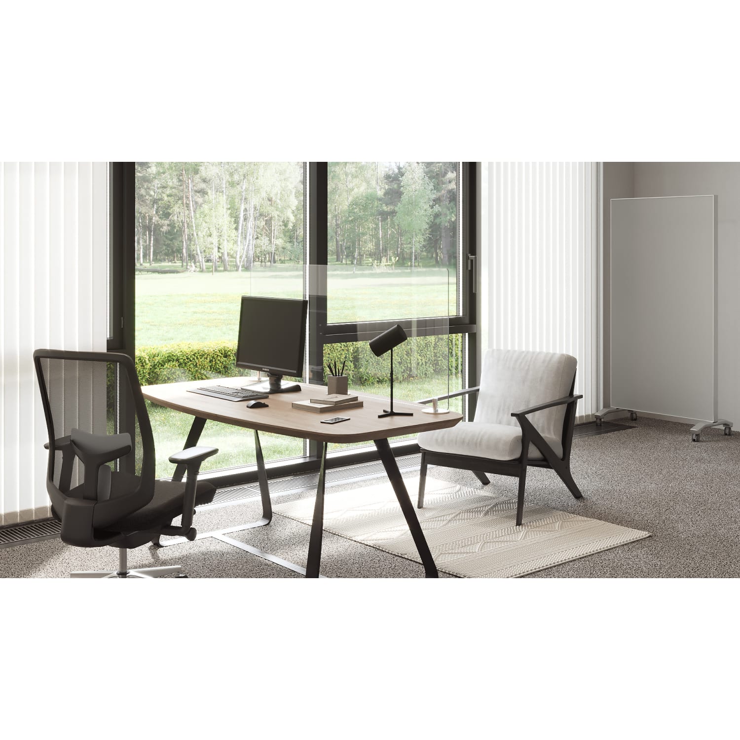 Ghent Desktop Protection Screen, 24inH x 48inW x 5inD, Clear - Image 5