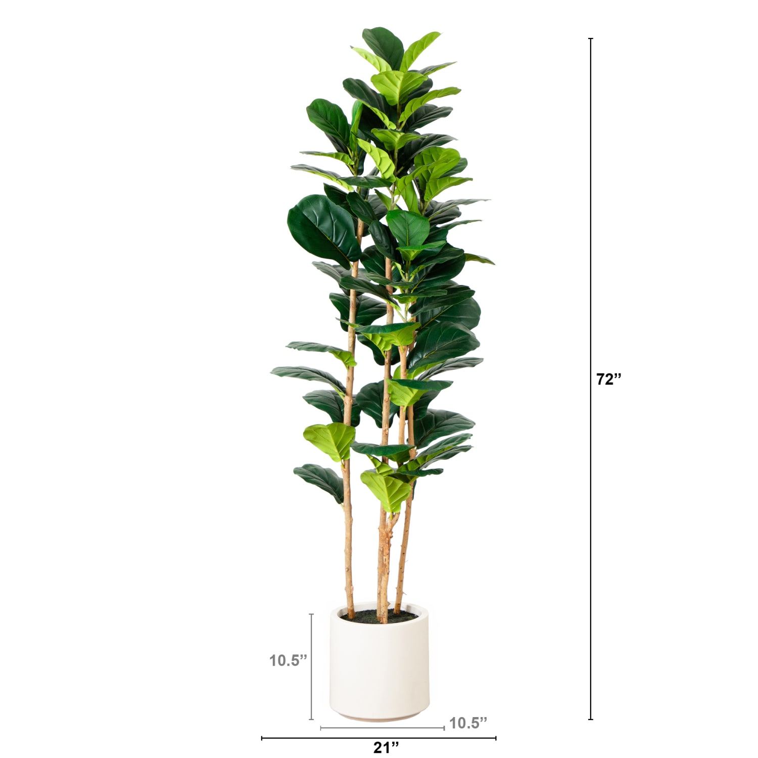 Nearly Natural 6'H Artificial Fiddle Leaf Tree With Decorative Planter, 72inH x 21inW x 21inD, Green/White - Image 3