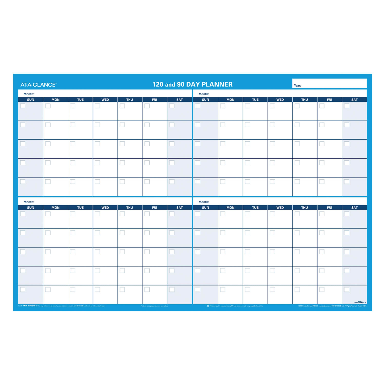 AT-A-GLANCE Undated Erasable/Reversible Wall Planner, 90 Days, 36in x 24in, 30% Recycled - Image 4