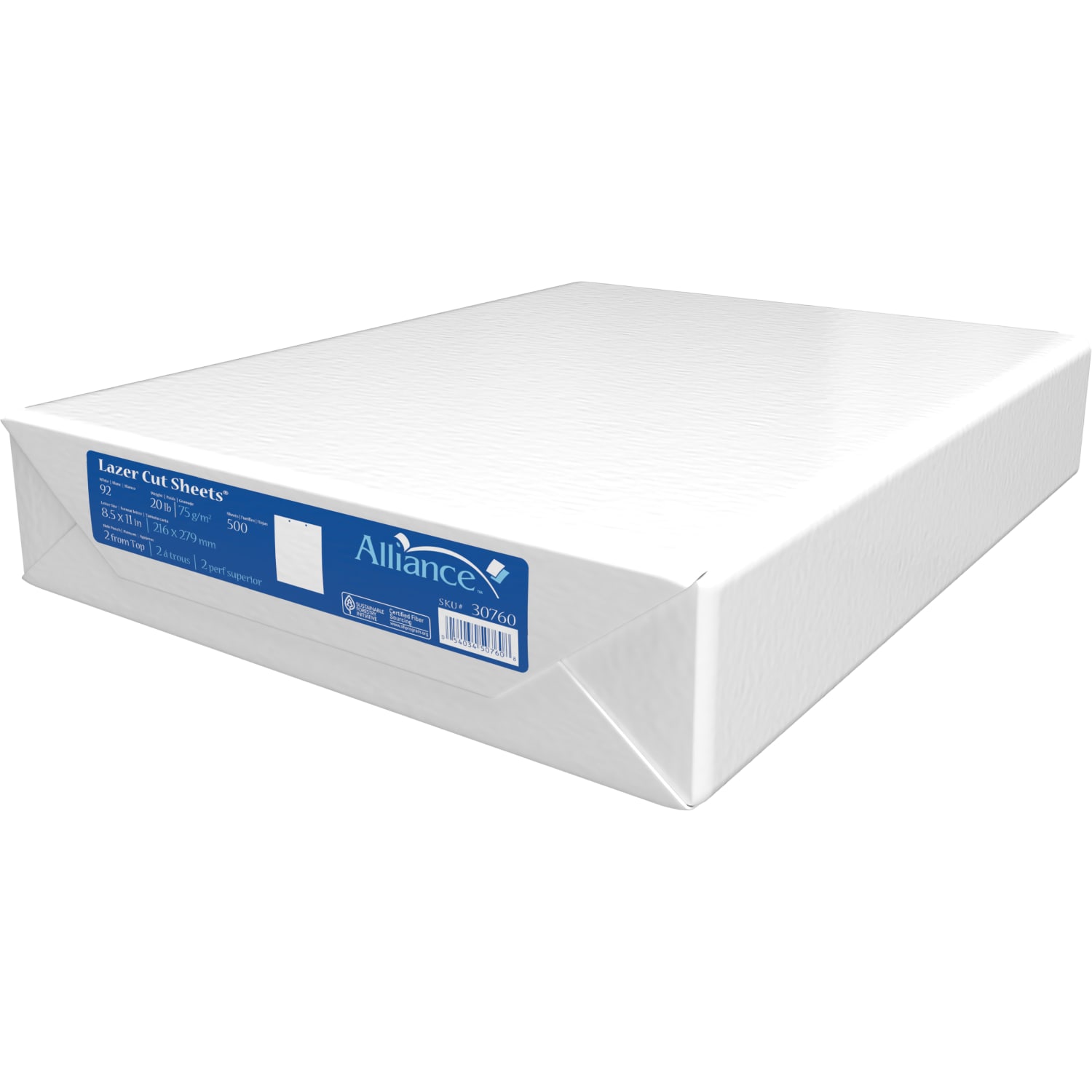 Alliance Processed Lazer Cut Sheet Copy Paper, 5 Reams, White, 8-1/2in x 11in, 2-Hole Punch, 92+ Bright, 20 Lb, White, 500 Sheets Per Ream - Image 4