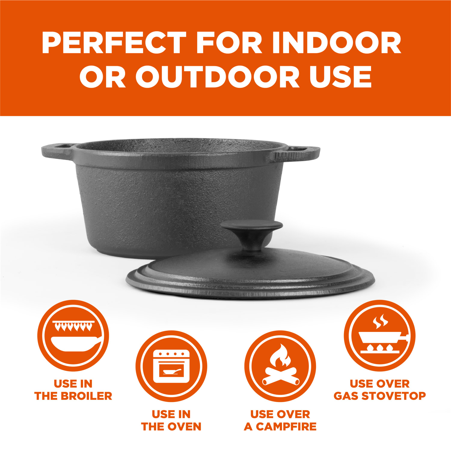 Commercial Chef Cast Iron Dutch Oven, 3.4-Quart, Black - Image 3