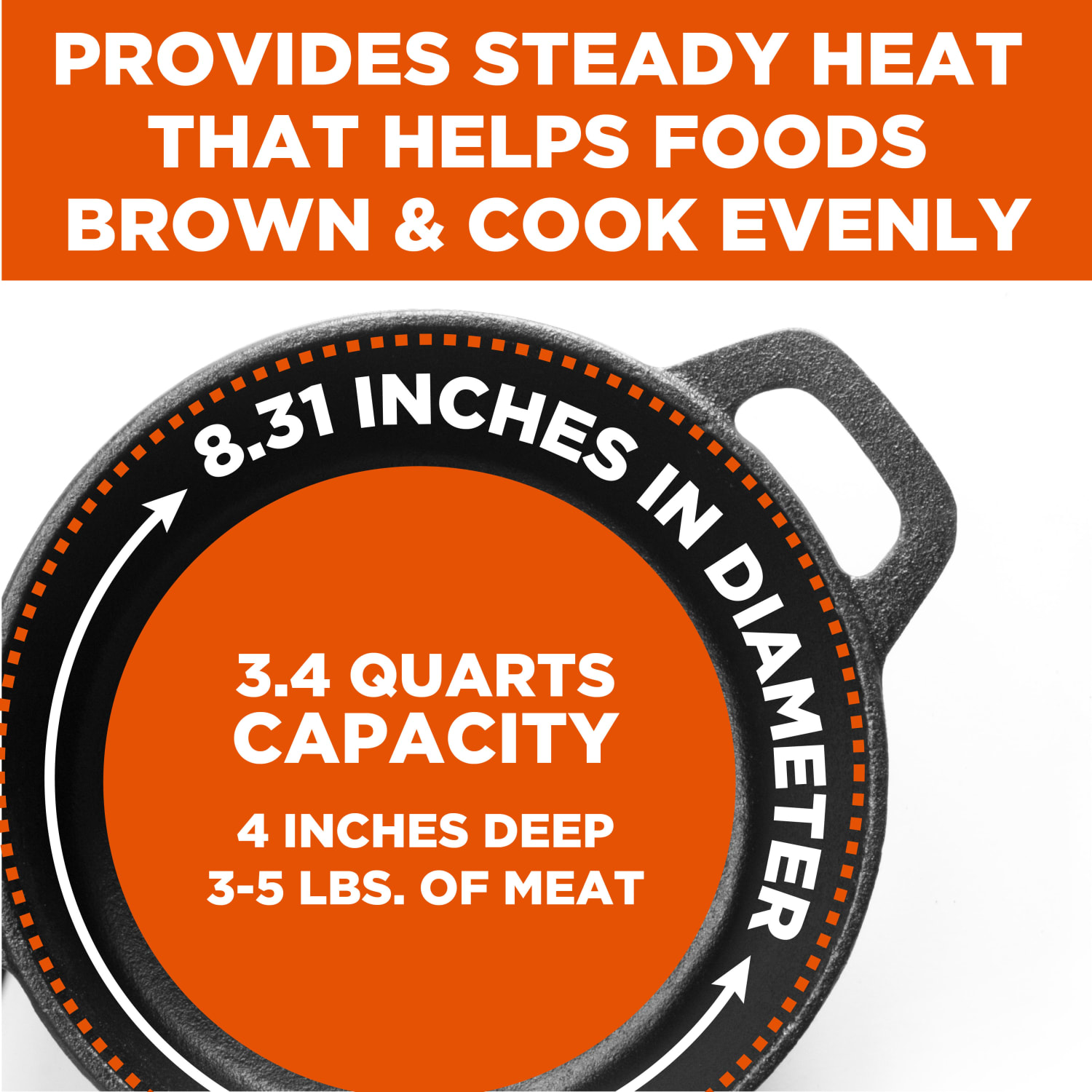 Commercial Chef Cast Iron Dutch Oven, 3.4-Quart, Black - Image 4