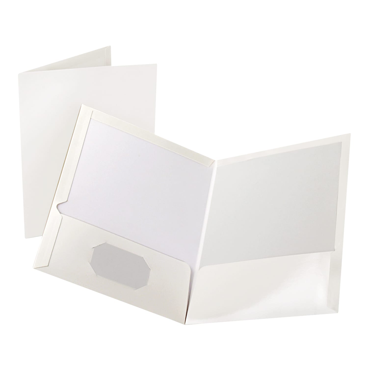 Oxford Laminated Twin-Pocket Folders, 8 1/2in x 11in, White, Box Of 25
