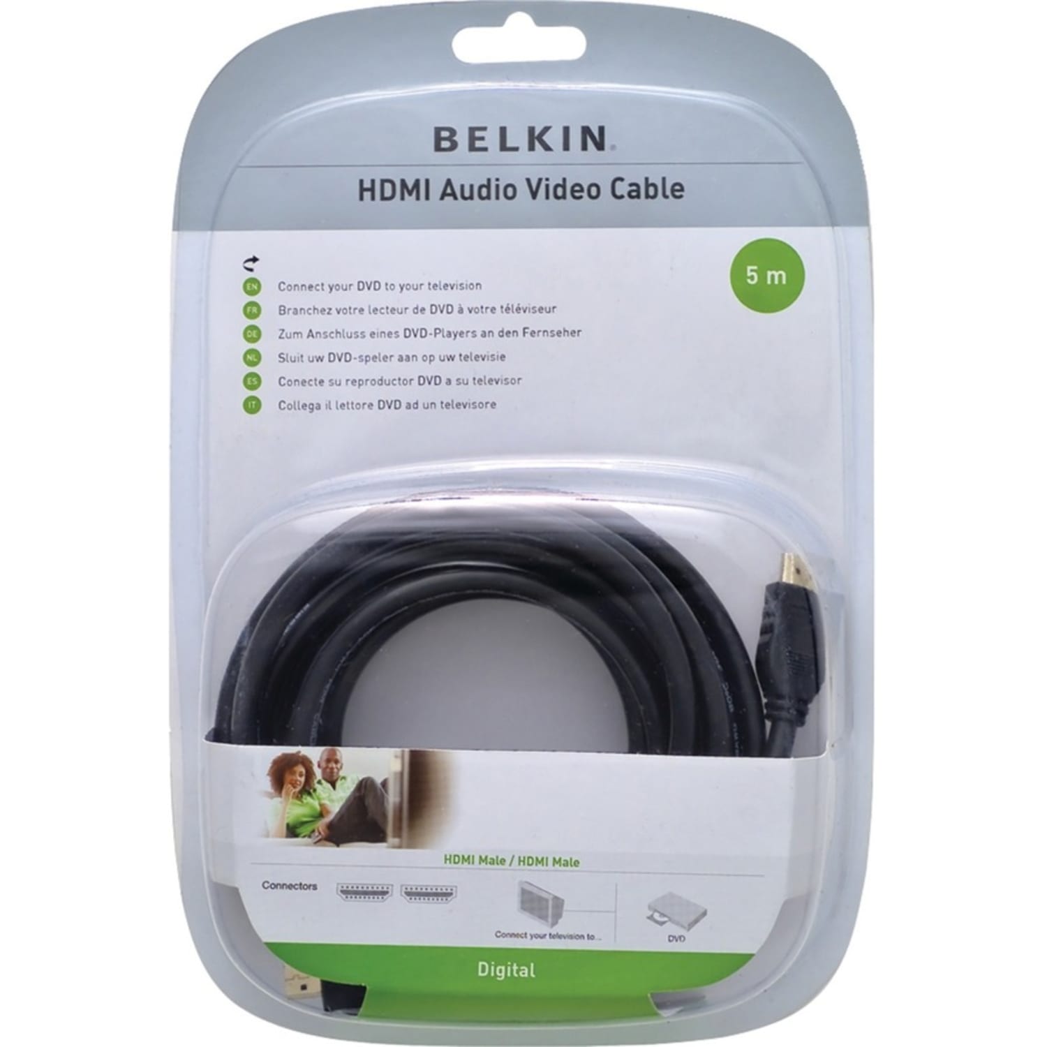 Belkin HDMI Cable, M/M - 15 ft HDMI A/V Cable for Audio/Video Device, TV - First End: 1 x 19-pin HDMI Type A Digital Audio/Video - Male - Second End: 1 x 19-pin HDMI Type A Digital Audio/Video - Male - Image 3