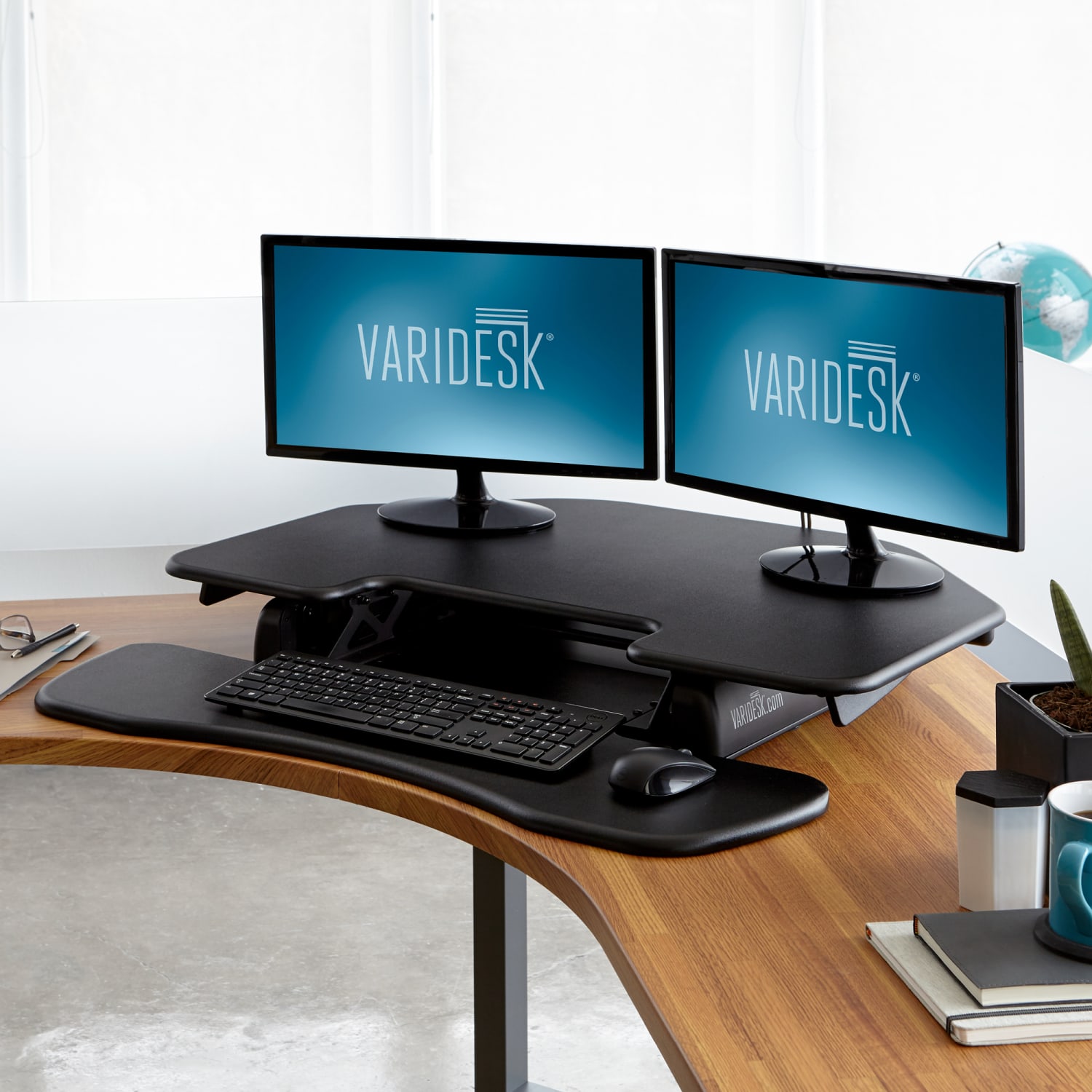 VariDesk Cube Series Corner Standing Desk Riser, 17-1/2inH x 36inW x 33-1/2inD, Black - Image 5