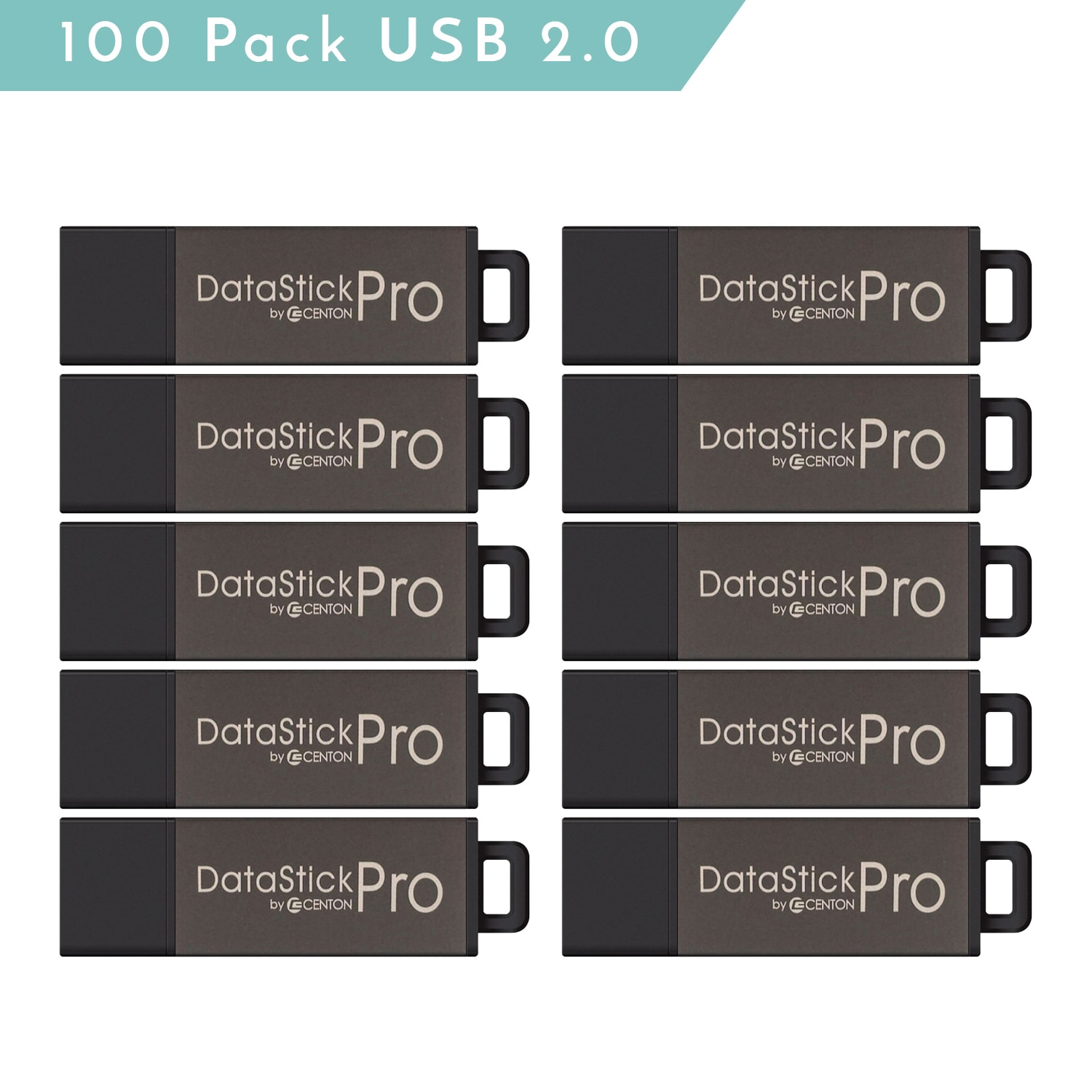 Centon DataStick Pro USB Flash Drives, USB 2.0, 4GB, Gray, Pack Of 100, S1-U2P1-4G100PK - Image 3