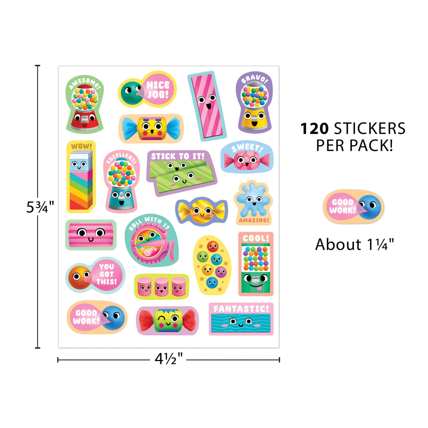 Teacher Created Resources Smelly Stickers, Bubble Gum, 120 Per Pack, Set Of 6 Packs - Image 4
