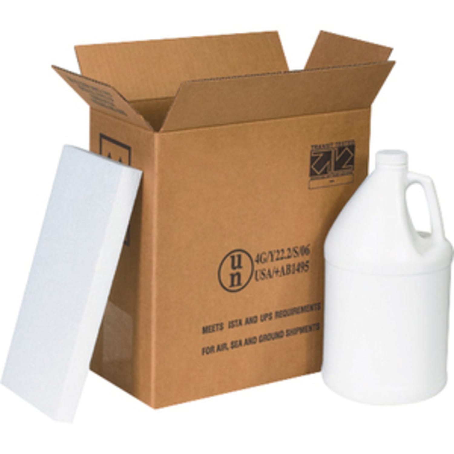 Partners Brand Plastic Jug Shipper Kit, Two 1-Gallon Jugs, 12inL x 6inW x 12 3/4inH, Kraft/White - Image 3