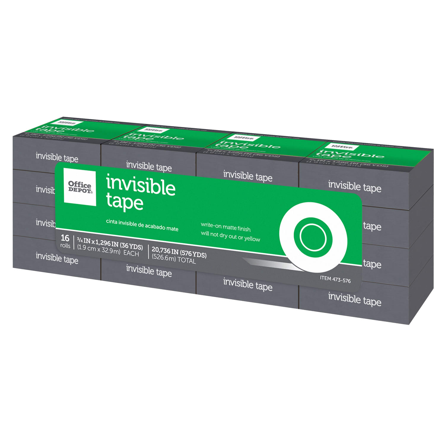 Office Depot Brand Office Depot Invisible Tape, 3/4in x 1296in, Clear, Pack of 16 rolls - Image 4