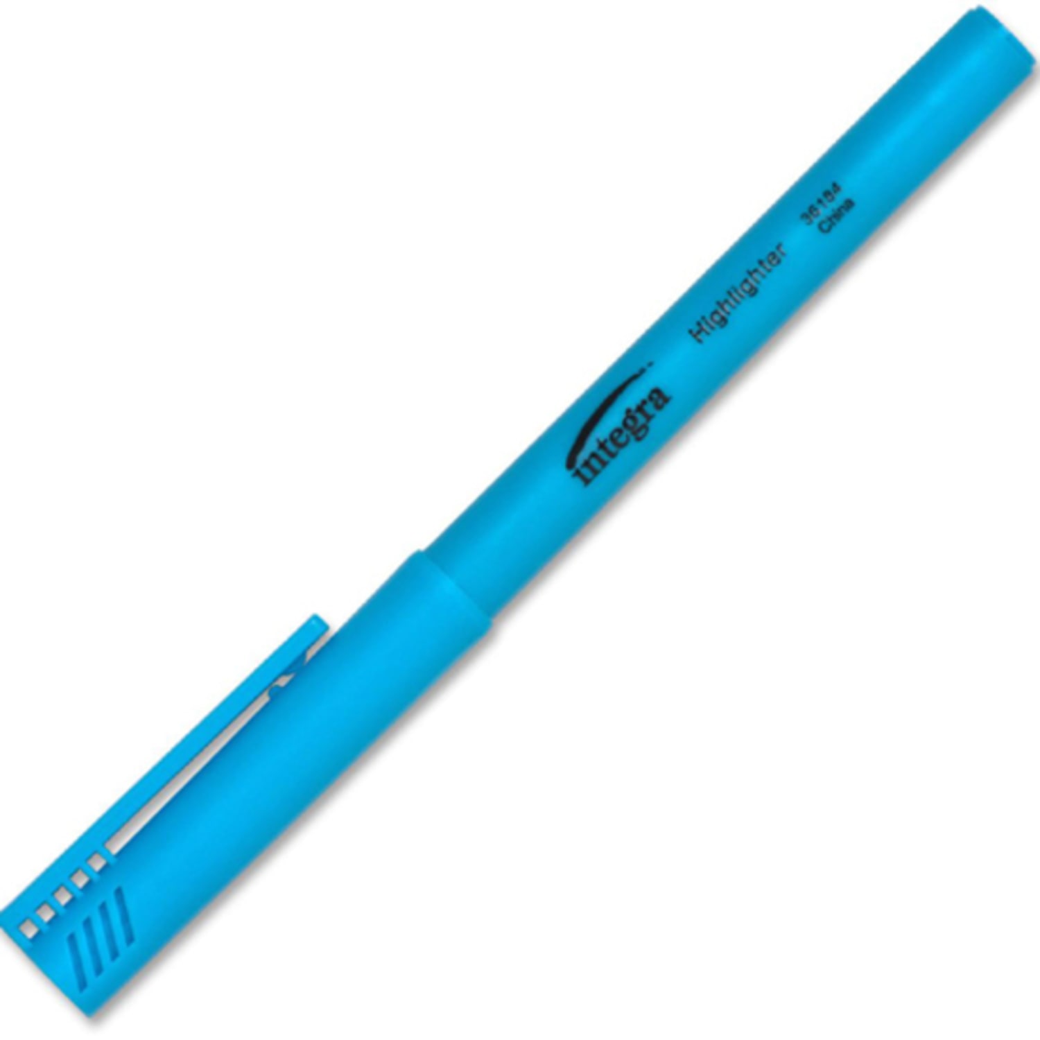 Integra Pen Style Fluorescent Highlighters - Chisel Marker Point Style - Fluorescent Blue - 12 / Dozen - Image 4