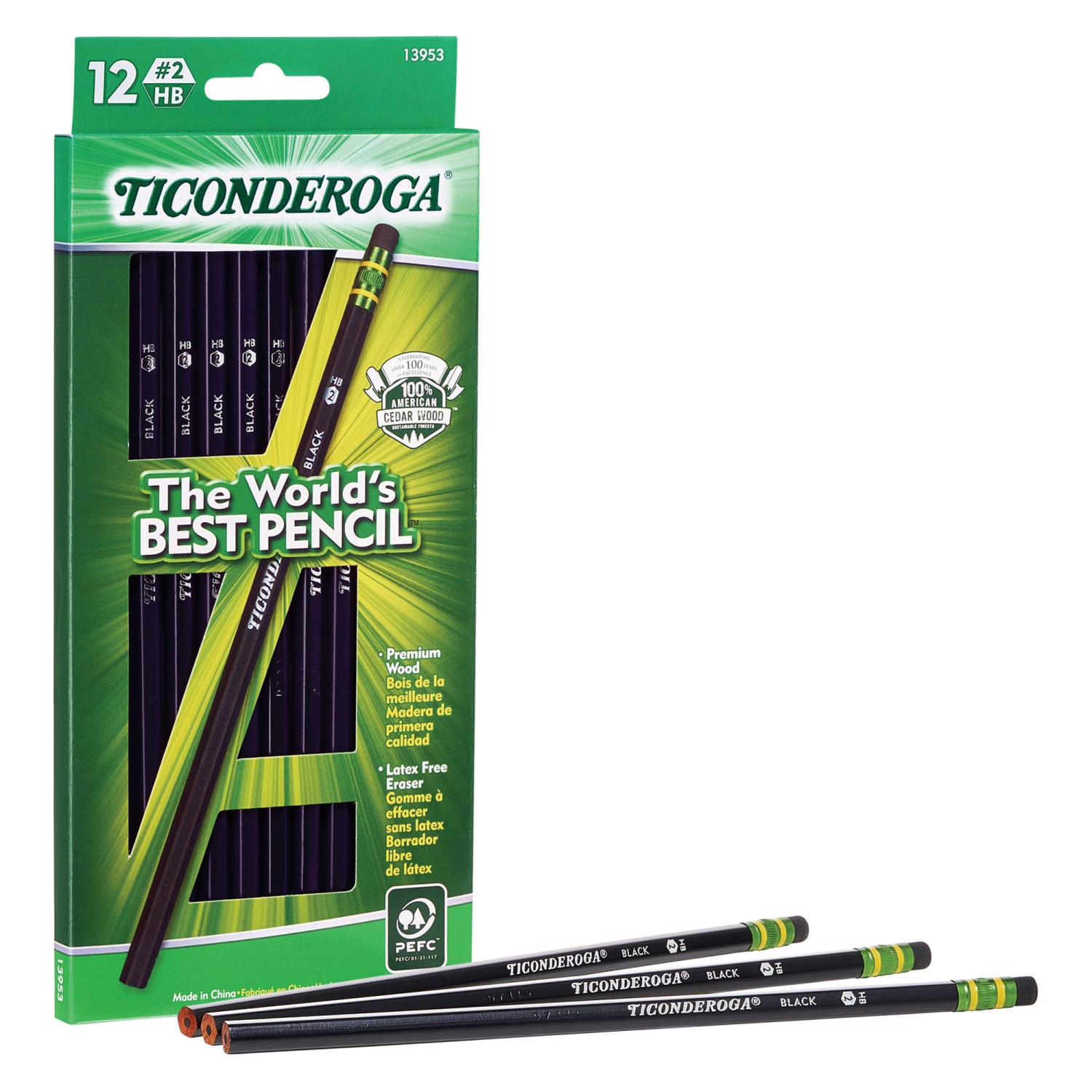 Ticonderoga Wood-Cased Pencils, #2 Soft, Black, 12 Pencils Per Pack, Set Of 3 Packs - Image 3
