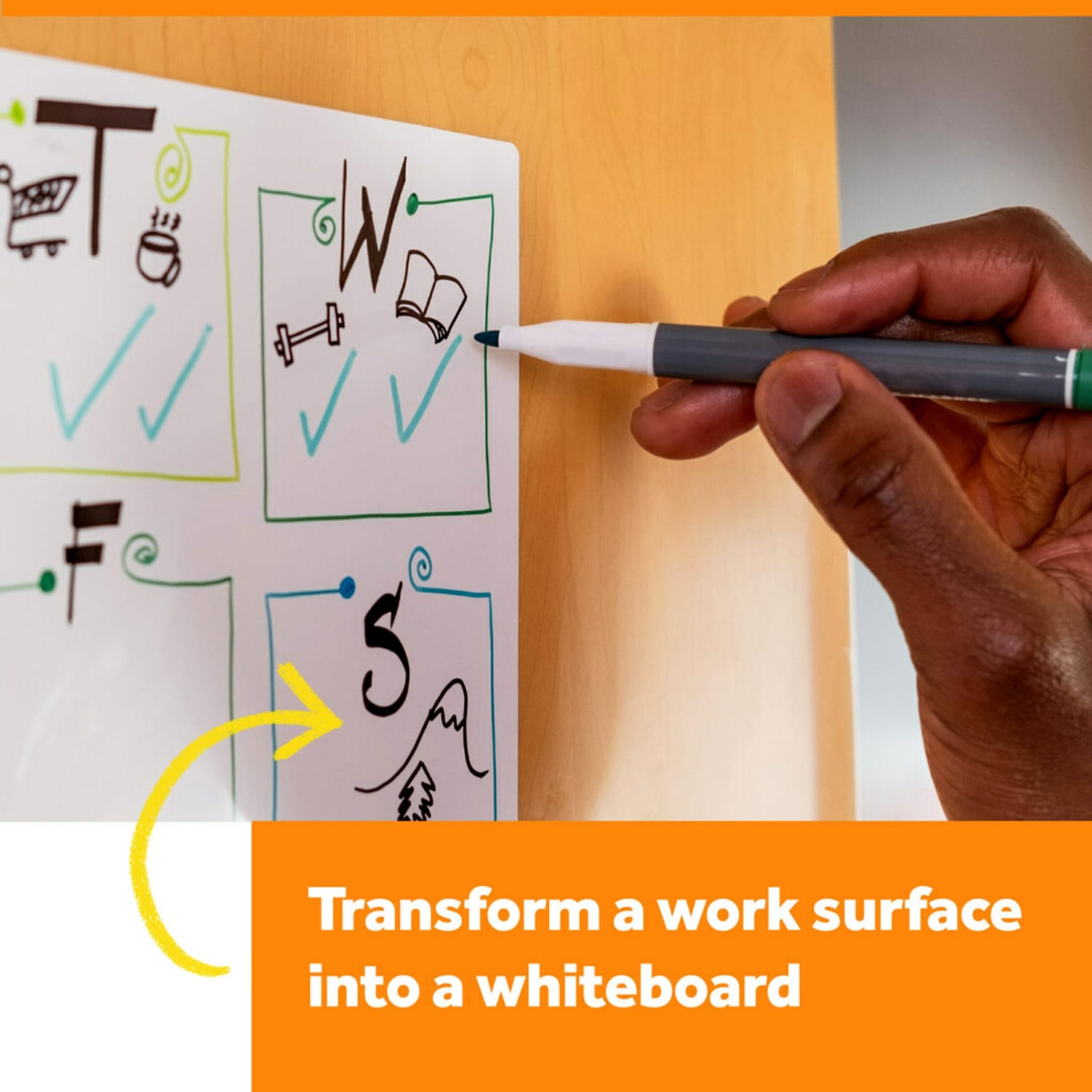 Post it Non-Magnetic Dry-Erase Whiteboard Surface, 48in x 96in, White - Image 6