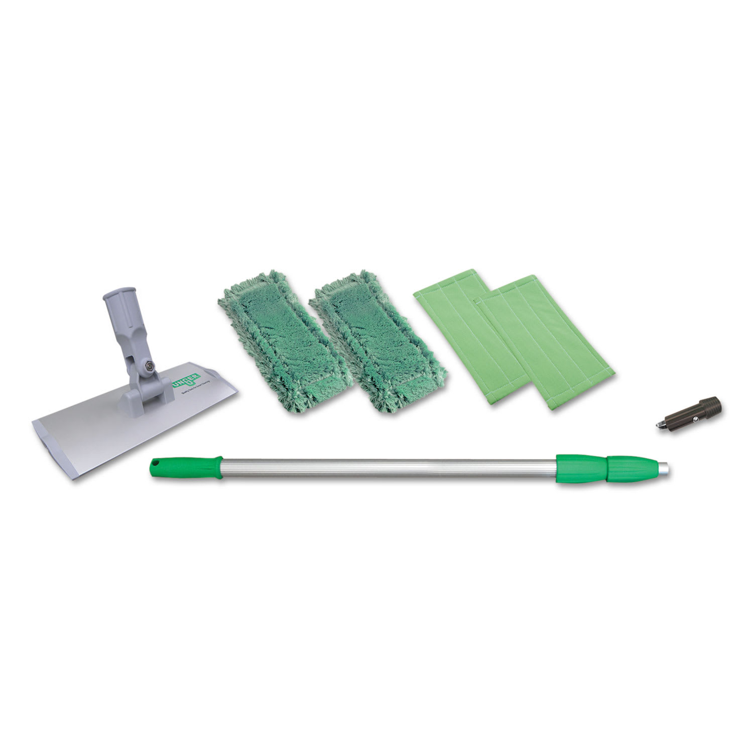 Unger SpeedClean Window Cleaning Kit, Aluminum, 72in Extension Pole, 8in Pad Holder, Silver/Green