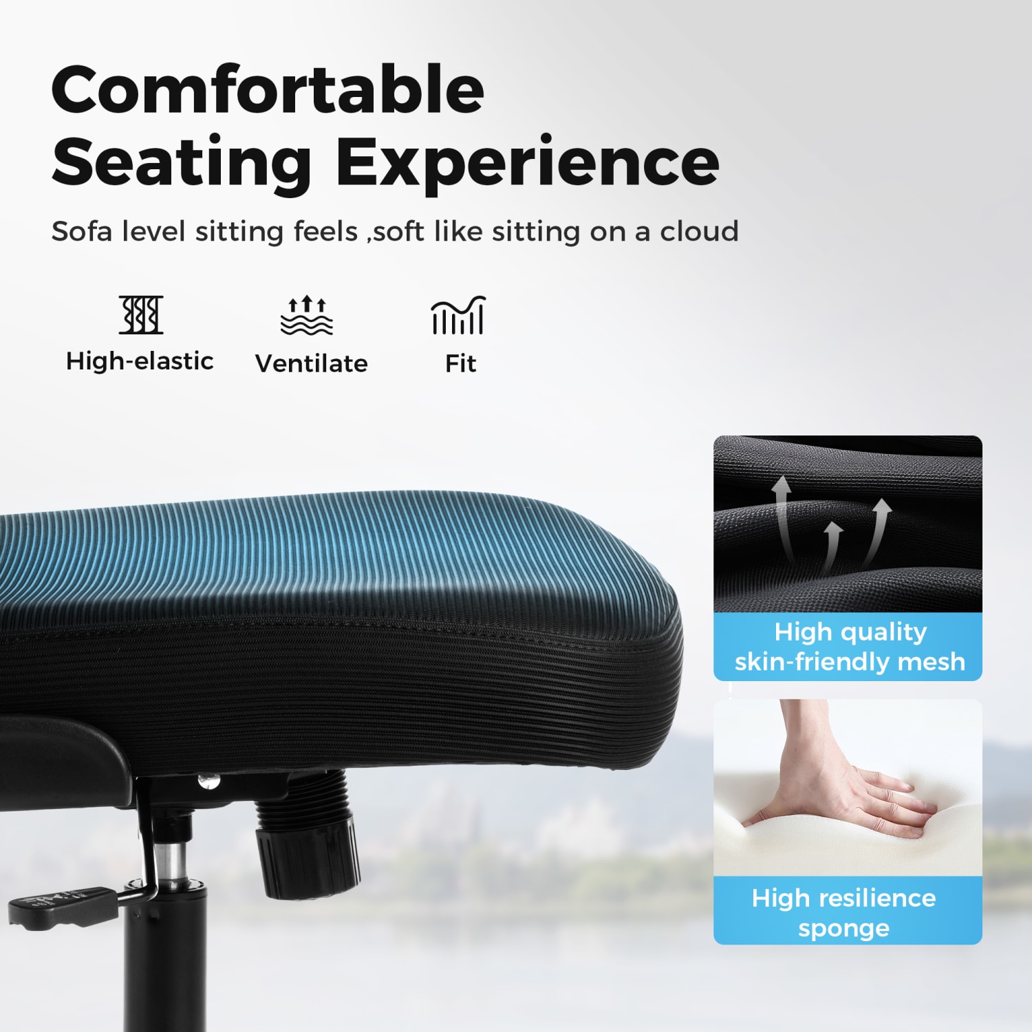 ALPHA HOME Adjustable Ergonomic Mesh High-Back Task Chair, Black - Image 7