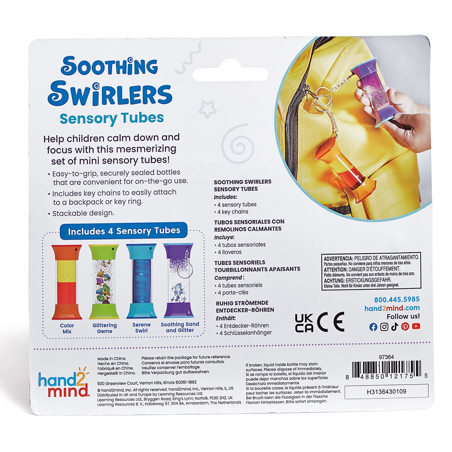 Hand2Mind Soothing Swirlers Sensory Tubes Keychains for Kids - Image 4