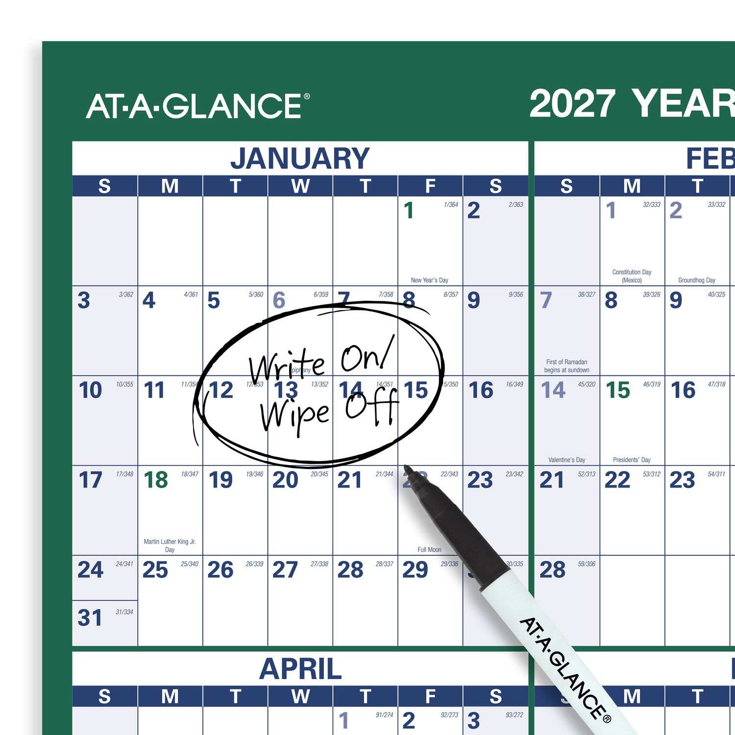 AT-A-GLANCE 2027 Vertical Reversible Erasable Yearly Wall Calendars - Image 6