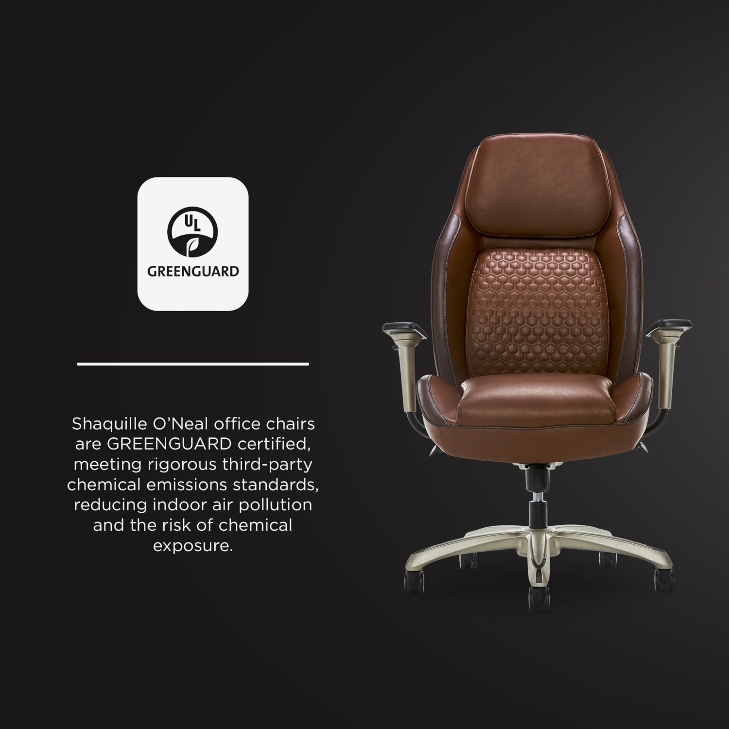 Shaquille O Neal Zephyrus Ergonomic Bonded Leather High Back Executive Office Chair BrownSilver PopularChairscom