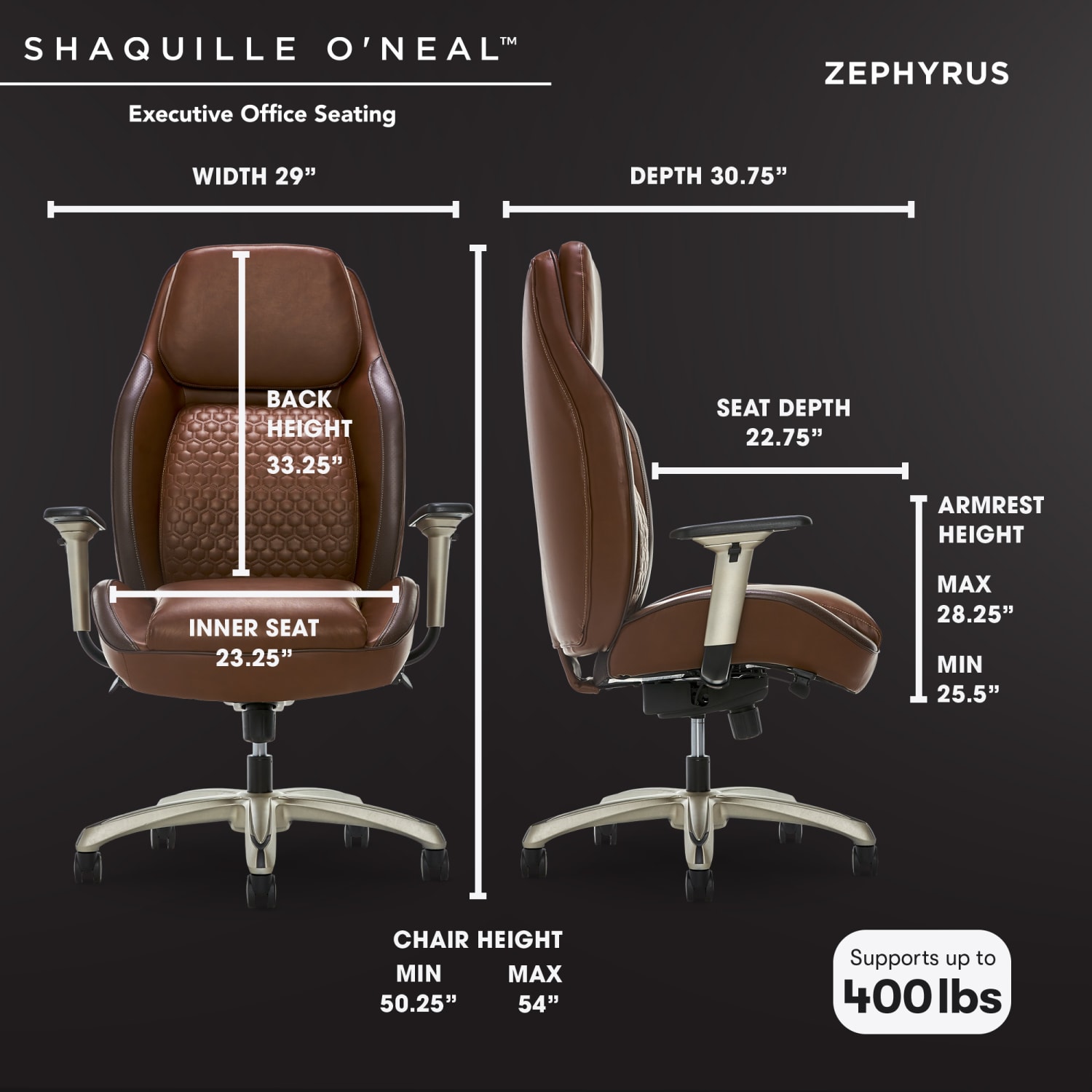 Shaquille ONeal Zephyrus Ergonomic Bonded Leather HighBack Executive Office Chair BrownSilver PopularChairscom Shaquille O Neal Zephyrus Ergonomic Bonded Leather High Back Executive Office Chair BrownSilver PopularChairscom