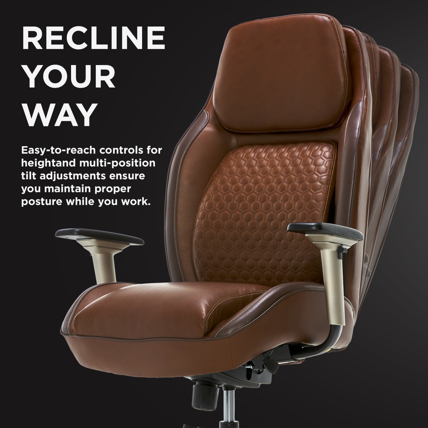 Shaquille O Neal Zephyrus Ergonomic Bonded Leather High Back Executive Office Chair BrownSilver PopularChairscom